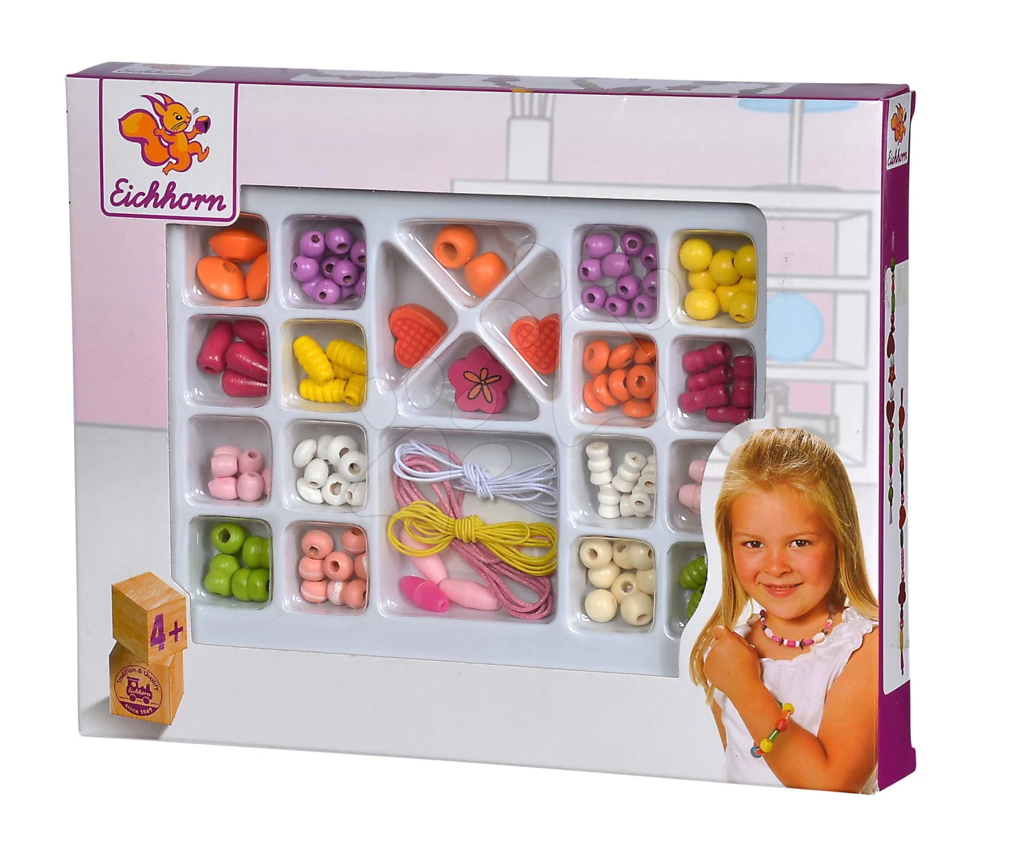 Holzperlen Wooden Bead Set Classic Eichhorn 100 Stück Mit Zubehör Ab 4 Jahren – Bild 2