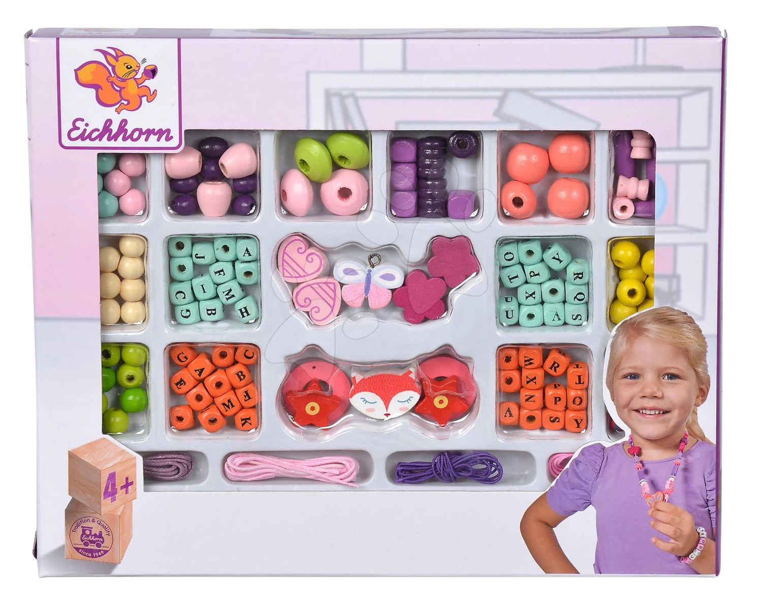 Holzperlen Wooden Bead Set Letters Eichhorn 90 Teile Mit Zubehör Ab 4 Jahren – Bild 3