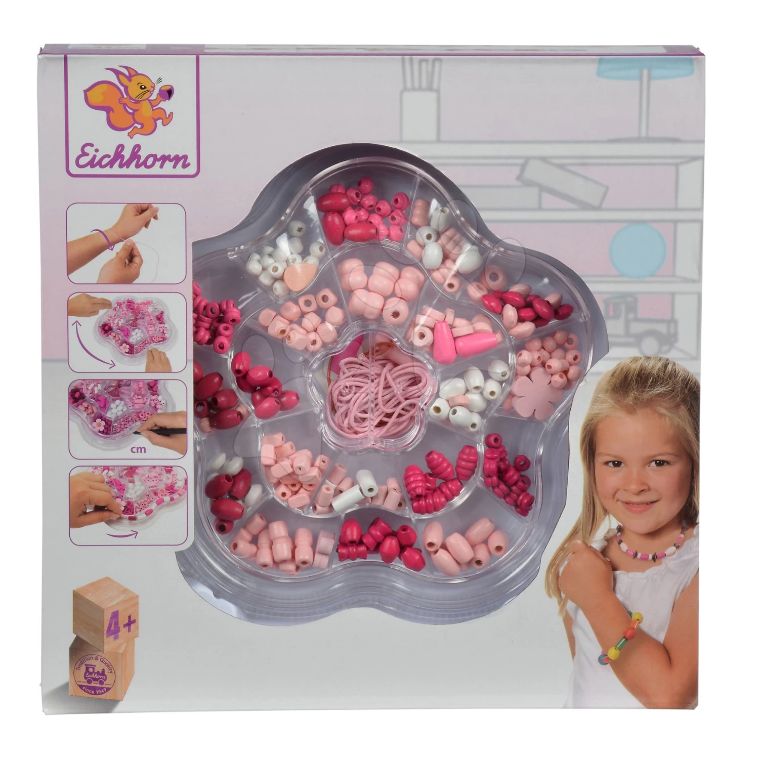 Holzperlen Blume Wooden Bead Eichhorn Pink Mit Zubehör 275 Teile Ab 4 Jahren – Bild 5