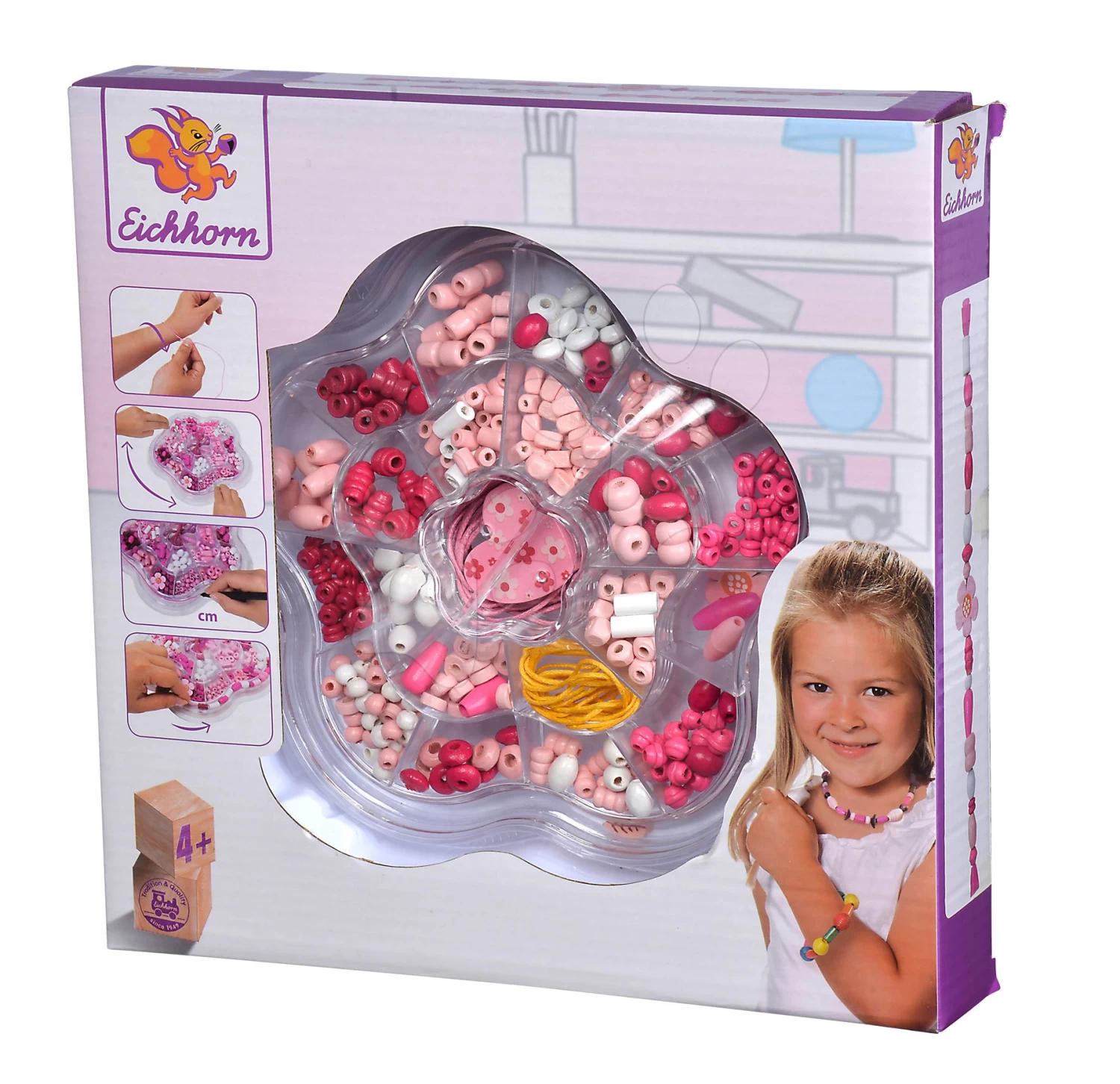 Holzperlen Blume Wooden Bead Eichhorn Pink Mit Zubehör 275 Teile Ab 4 Jahren – Bild 6