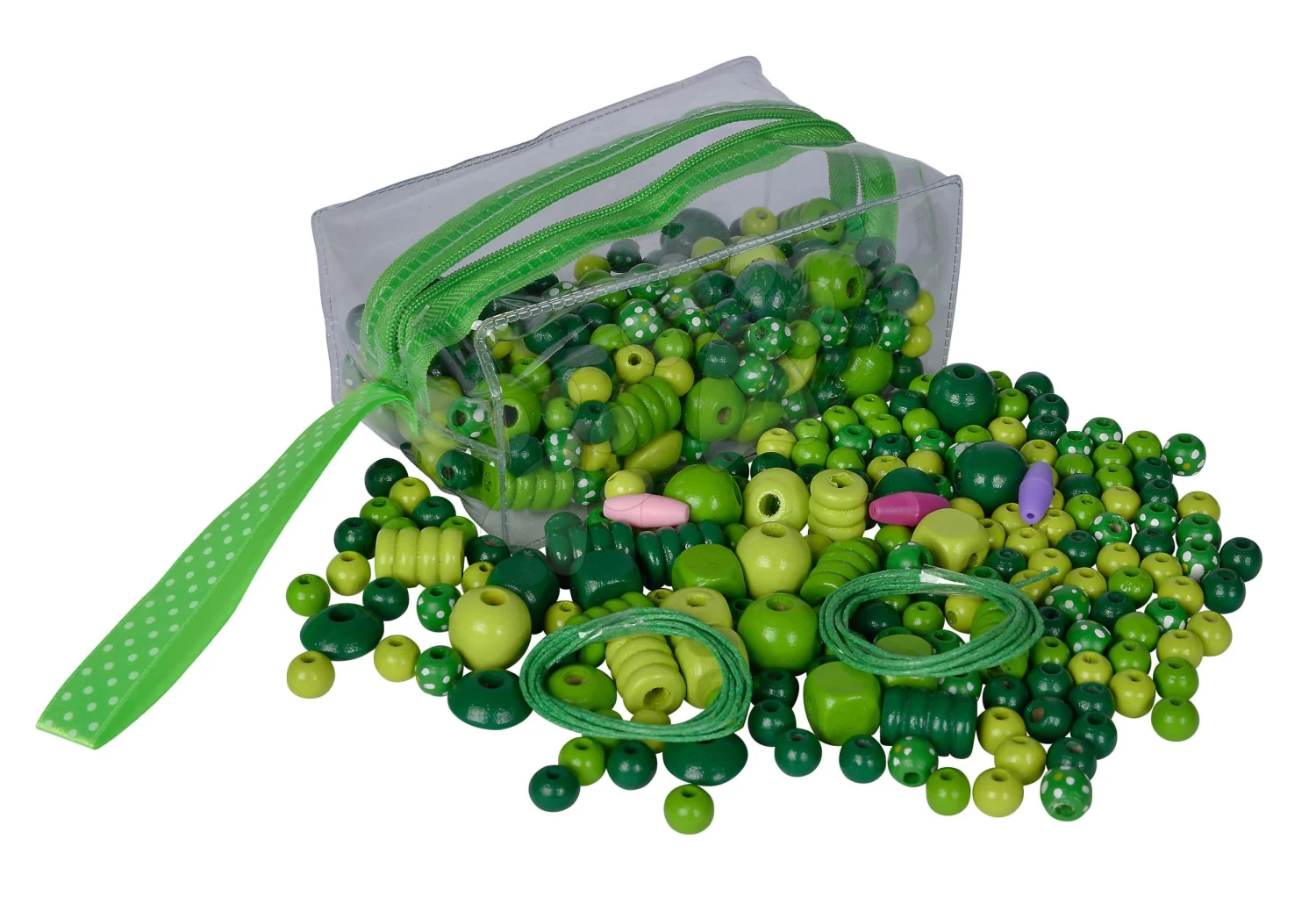 Holzperlen-Set In Tasche Wooden Bead-Set In Bag Eichhorn 388 Stück Pink Grün Oder Blau Ab 4 Jahren – Bild 7