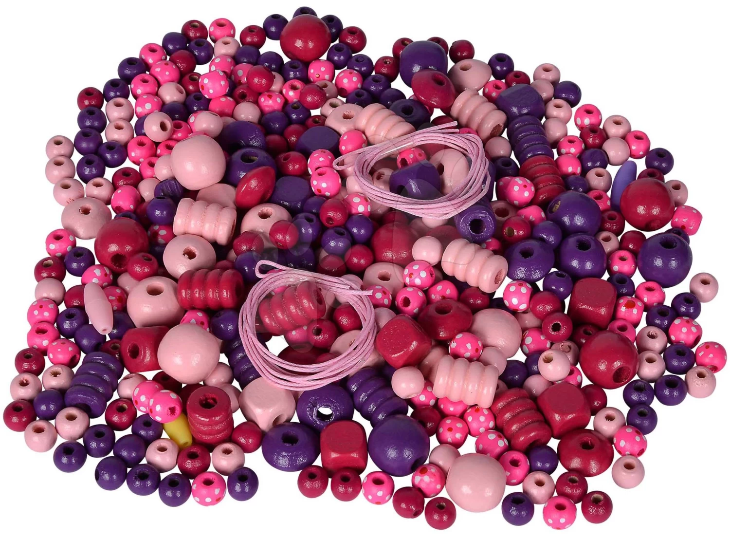 Holzperlen-Set In Tasche Wooden Bead-Set In Bag Eichhorn 388 Stück Pink Grün Oder Blau Ab 4 Jahren