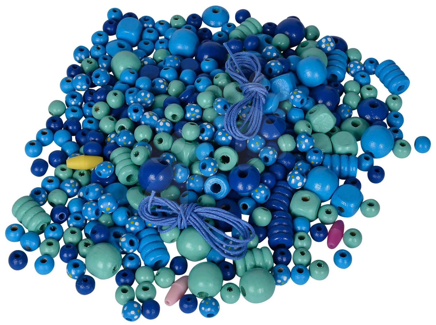 Holzperlen-Set In Tasche Wooden Bead-Set In Bag Eichhorn 388 Stück Pink Grün Oder Blau Ab 4 Jahren – Bild 2