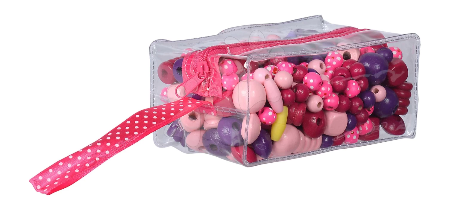 Holzperlen-Set In Tasche Wooden Bead-Set In Bag Eichhorn 388 Stück Pink Grün Oder Blau Ab 4 Jahren – Bild 5