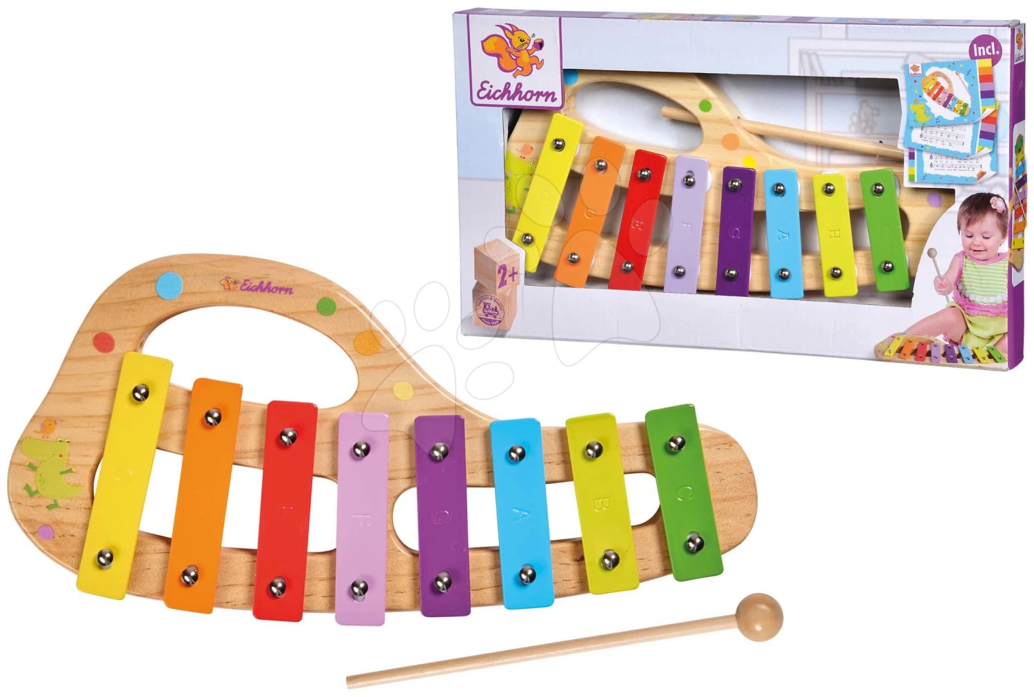 Xylophon Aus Holz Music Xylophone Eichhorn Farbig 8 Töne Mit Einem Hammer Ab 24 Monaten – Bild 5