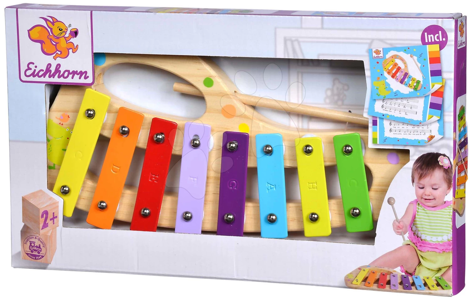 Xylophon Aus Holz Music Xylophone Eichhorn Farbig 8 Töne Mit Einem Hammer Ab 24 Monaten – Bild 11