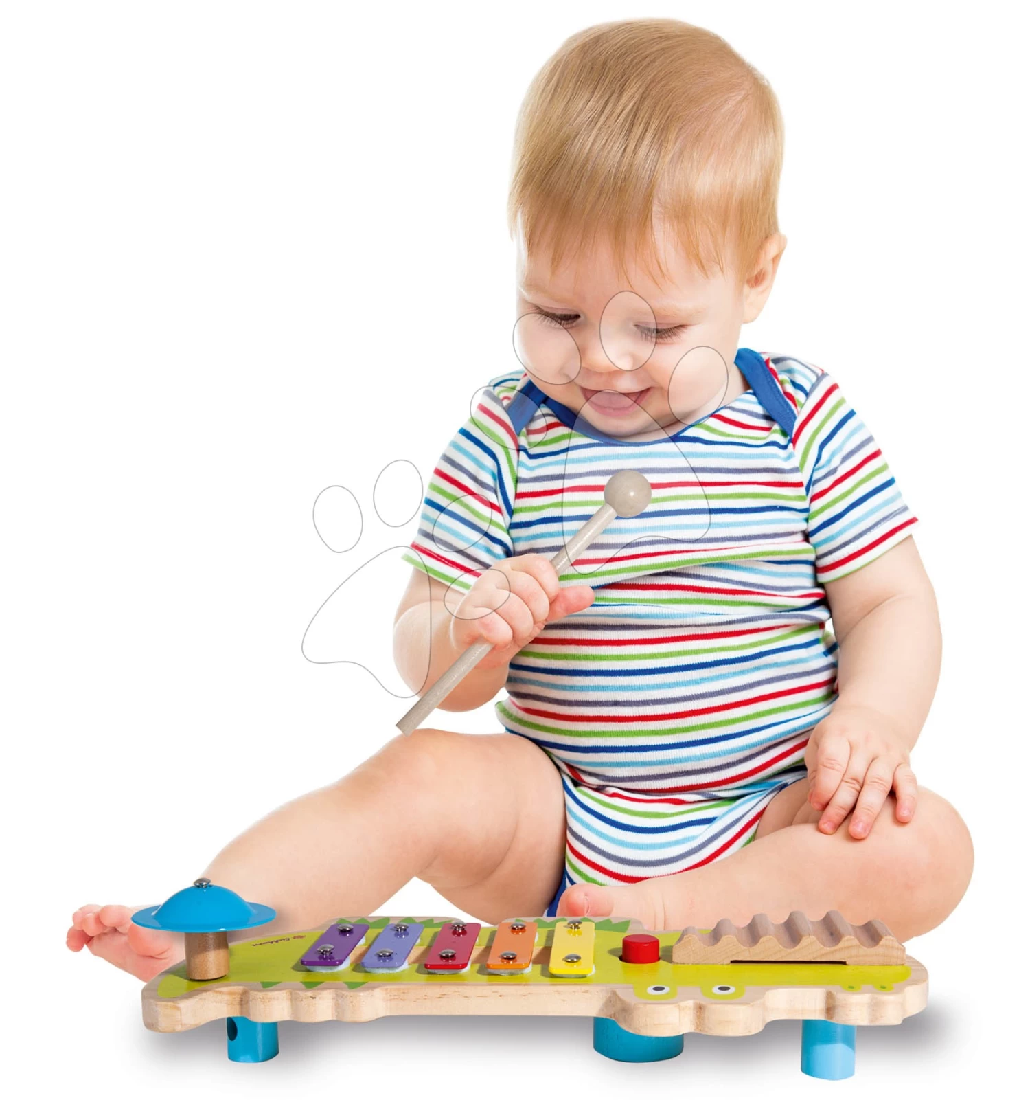 Xylophon-Krokodil Aus Holz Musictable Eichhorn Mit Hammer 5 Verschiedene Töne Ab 12 Monaten EH3489 – Bild 2