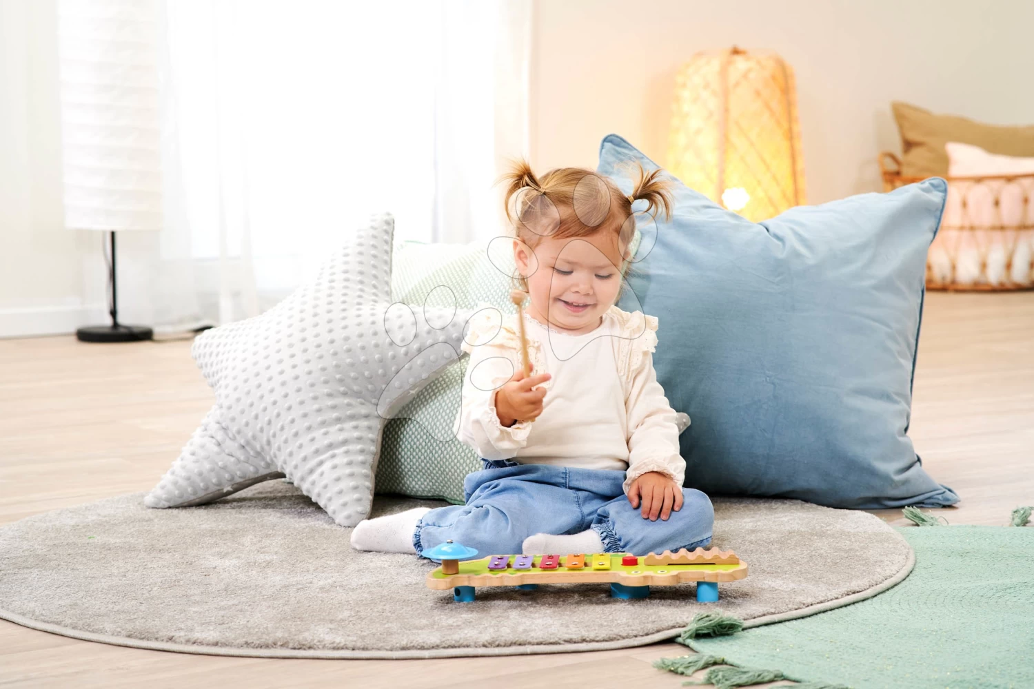 Xylophon-Krokodil Aus Holz Musictable Eichhorn Mit Hammer 5 Verschiedene Töne Ab 12 Monaten EH3489 – Bild 7