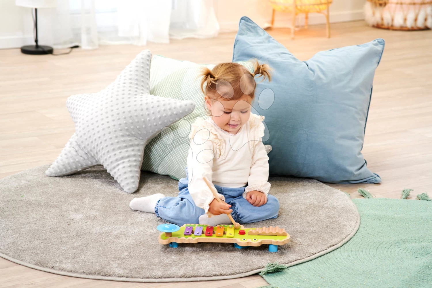 Xylophon-Krokodil Aus Holz Musictable Eichhorn Mit Hammer 5 Verschiedene Töne Ab 12 Monaten EH3489 – Bild 8