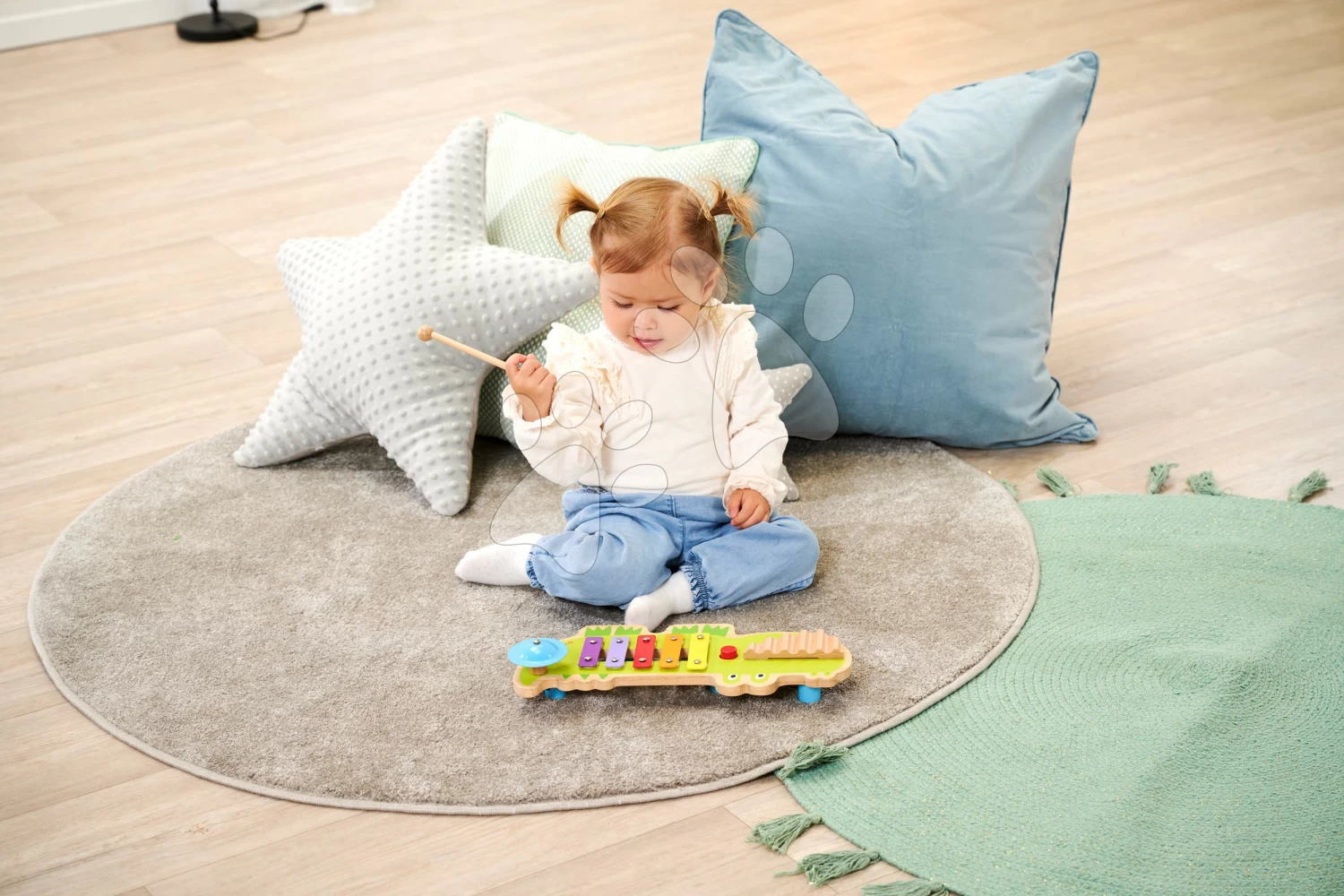 Xylophon-Krokodil Aus Holz Musictable Eichhorn Mit Hammer 5 Verschiedene Töne Ab 12 Monaten EH3489 – Bild 9