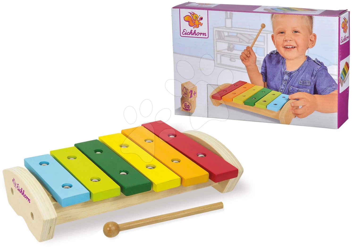 Xylophon Aus Hollz Wooden Xylophone Eichhorn Mit Kleinem Hammer 6 Verschiedene Tone Ab 24 Monaten – Bild 5