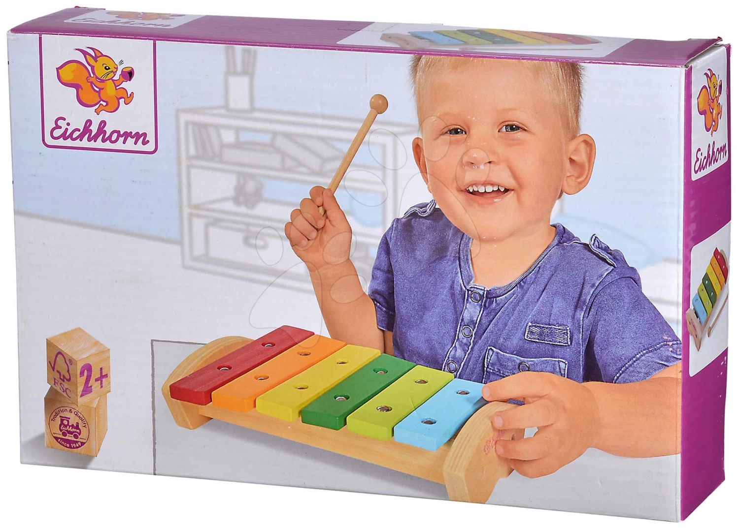 Xylophon Aus Hollz Wooden Xylophone Eichhorn Mit Kleinem Hammer 6 Verschiedene Tone Ab 24 Monaten – Bild 7