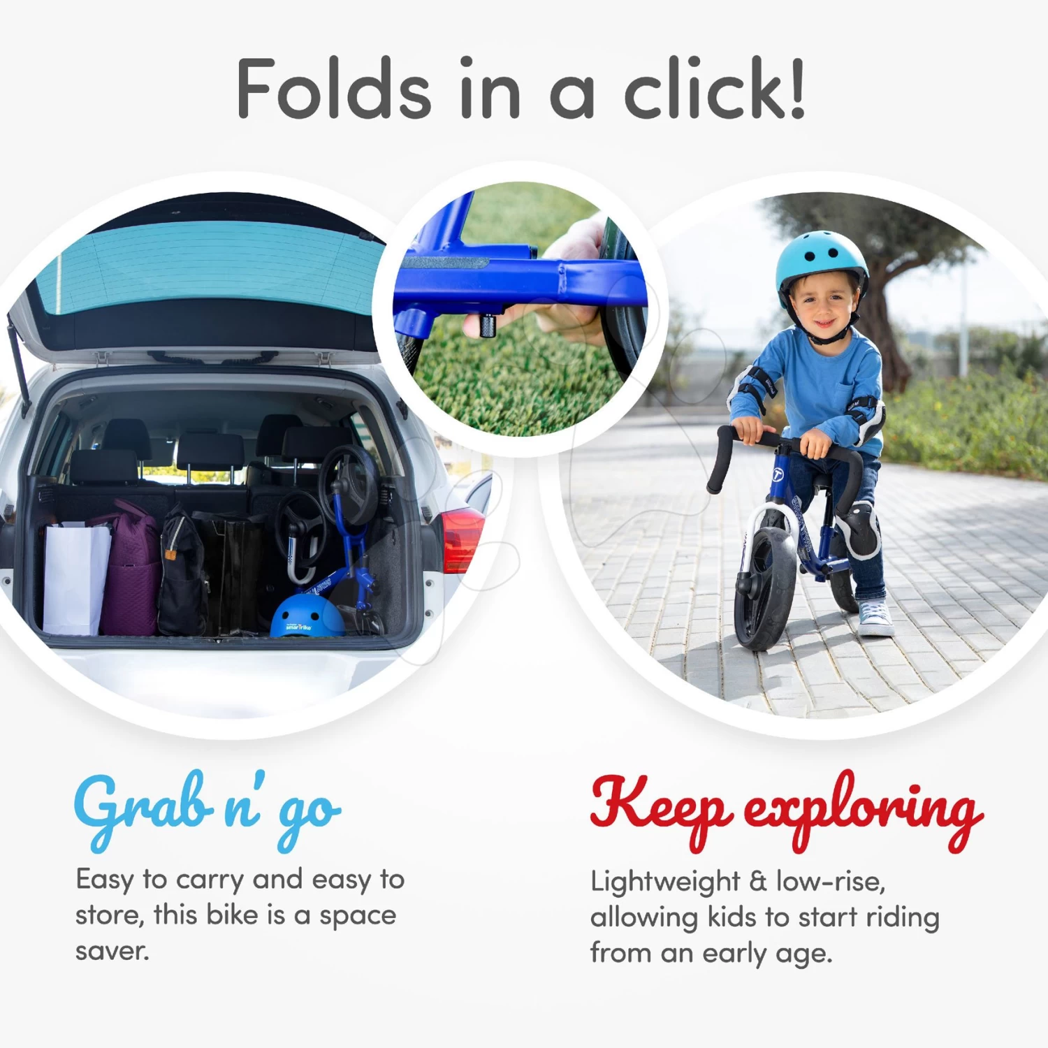 Balance Laufrad Zusammenfaltend Folding Balance Bike Blue SmarTrike Aus Aluminium Mit Ergonomischen Griffen Von 2-5 Jahren â Bild 9