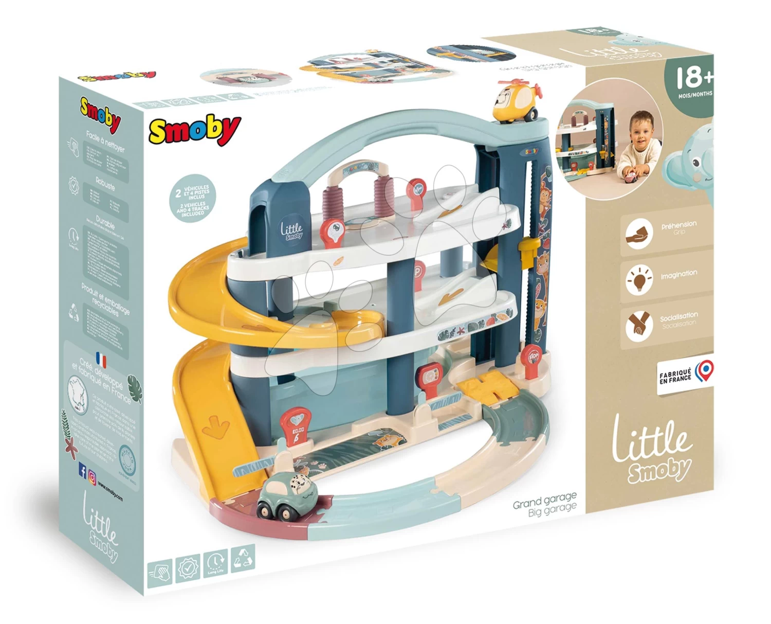 Garage 3-stöckige Grand Garage Little Smoby Mit Aufzug Autowaschanlage Und Auto Mit Helikopter Ab 18 Monaten SM140203 – Bild 8