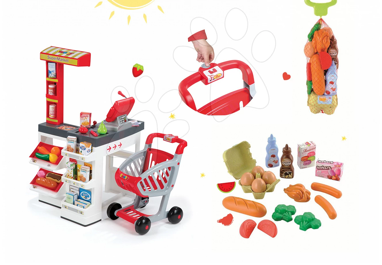 Set Laden Market Smoby Mit Elektronischer Kasse Und Lebensmittel Im Netz Bubble Cook – Bild 13