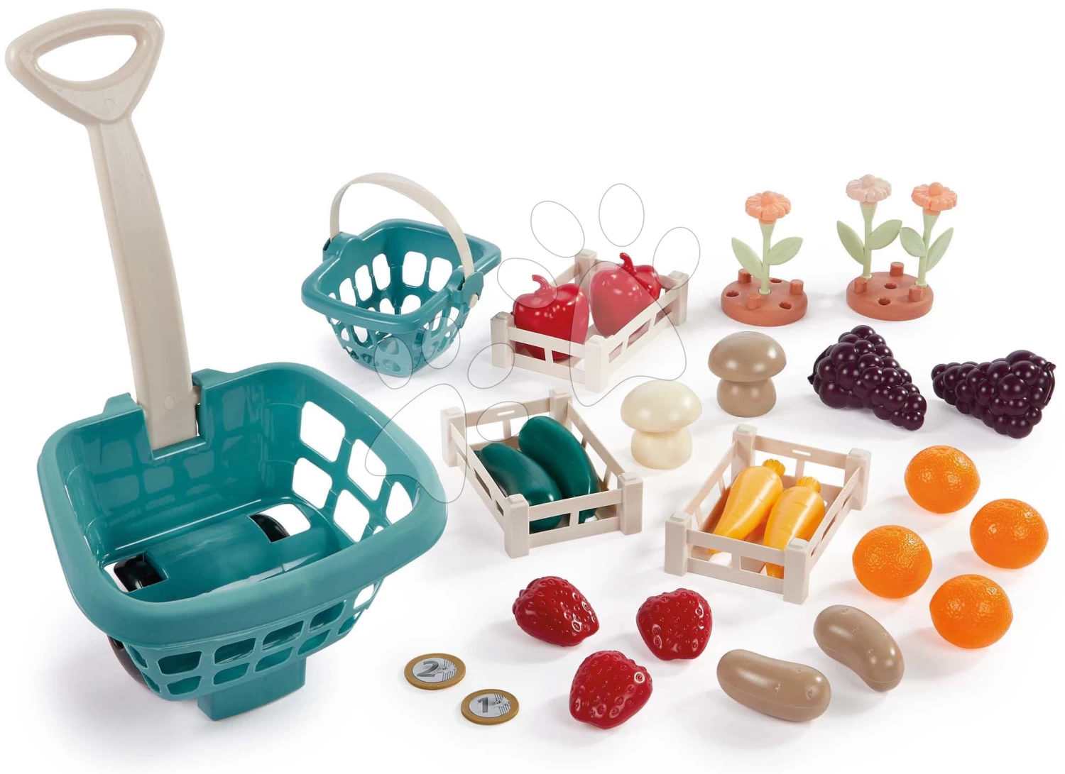 Gemüse Bio-Stand Mit Wagen Organic Market Stall Vert Azur Ecoiffier Mit Lebensmitteln 41 Zubehörteilen Ab 18 Monaten ECO1690