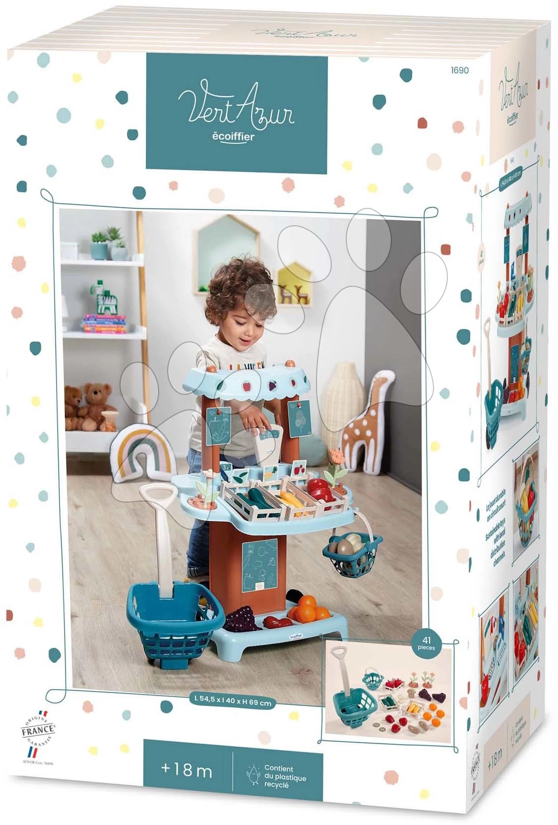 Gemüse Bio-Stand Mit Wagen Organic Market Stall Vert Azur Ecoiffier Mit Lebensmitteln 41 Zubehörteilen Ab 18 Monaten ECO1690 – Bild 6