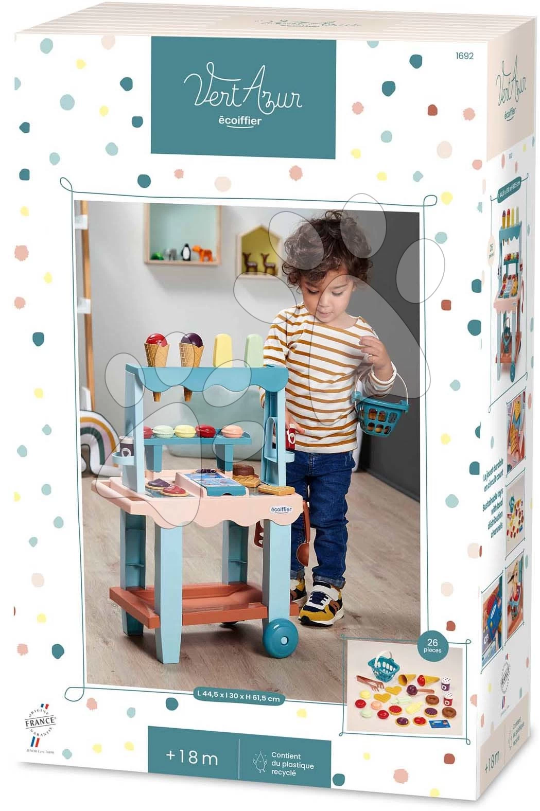 Stand Mit Eis Und Waffeln Delight Market Vert Azur Ecoiffier Mit Registrierkasse Und 26 Zubehörteilen Ab 18 Monaten ECO1692 – Bild 5