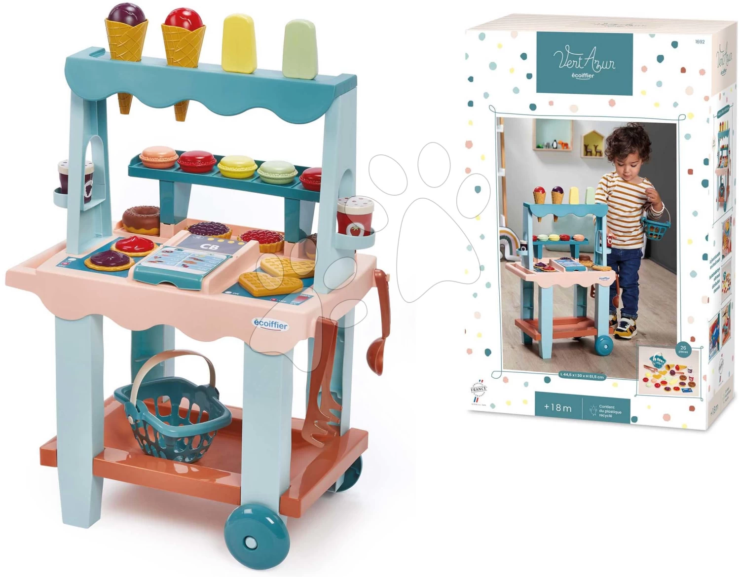 Stand Mit Eis Und Waffeln Delight Market Vert Azur Ecoiffier Mit Registrierkasse Und 26 Zubehörteilen Ab 18 Monaten ECO1692 – Bild 6