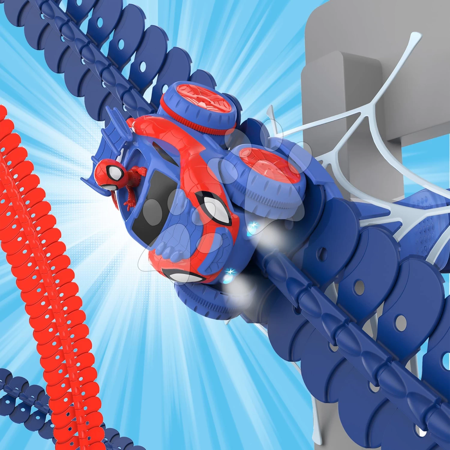Flexible Autobahn Spidey Marvel Flextrem Set Smoby Mit Elektronischem Spielzeugauto 184 Teile Bahn 4,40 M Lang Mit Spinnennetz Ab 4 Jahren â Bild 3