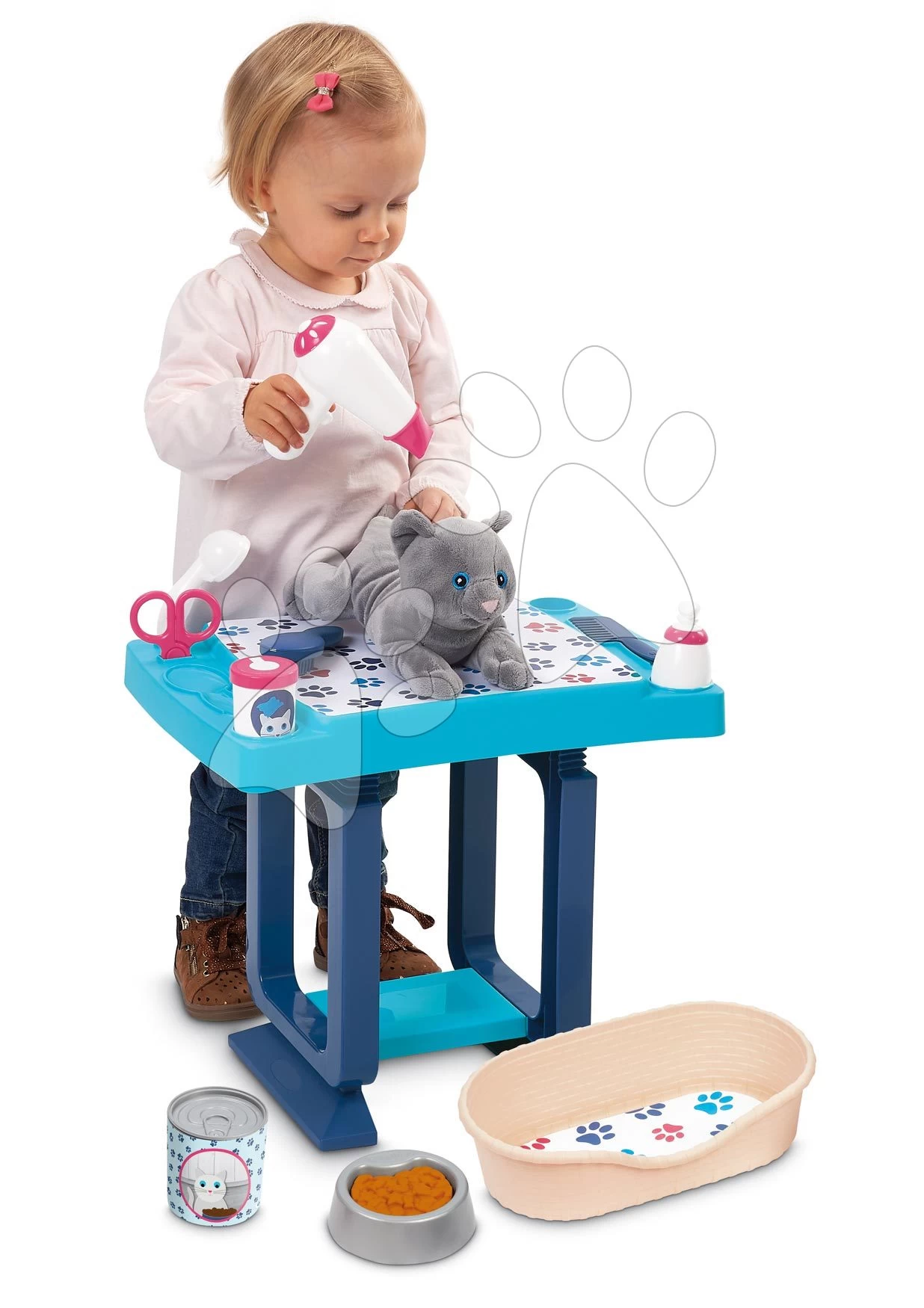 ECOIFFIER Pflegeecke Für Ein Kätzchen Cat Care And Grooming Écoiffier Mit Katzenbett Und 9 Kosmetikzubehör Ab 18 Monaten – Bild 3