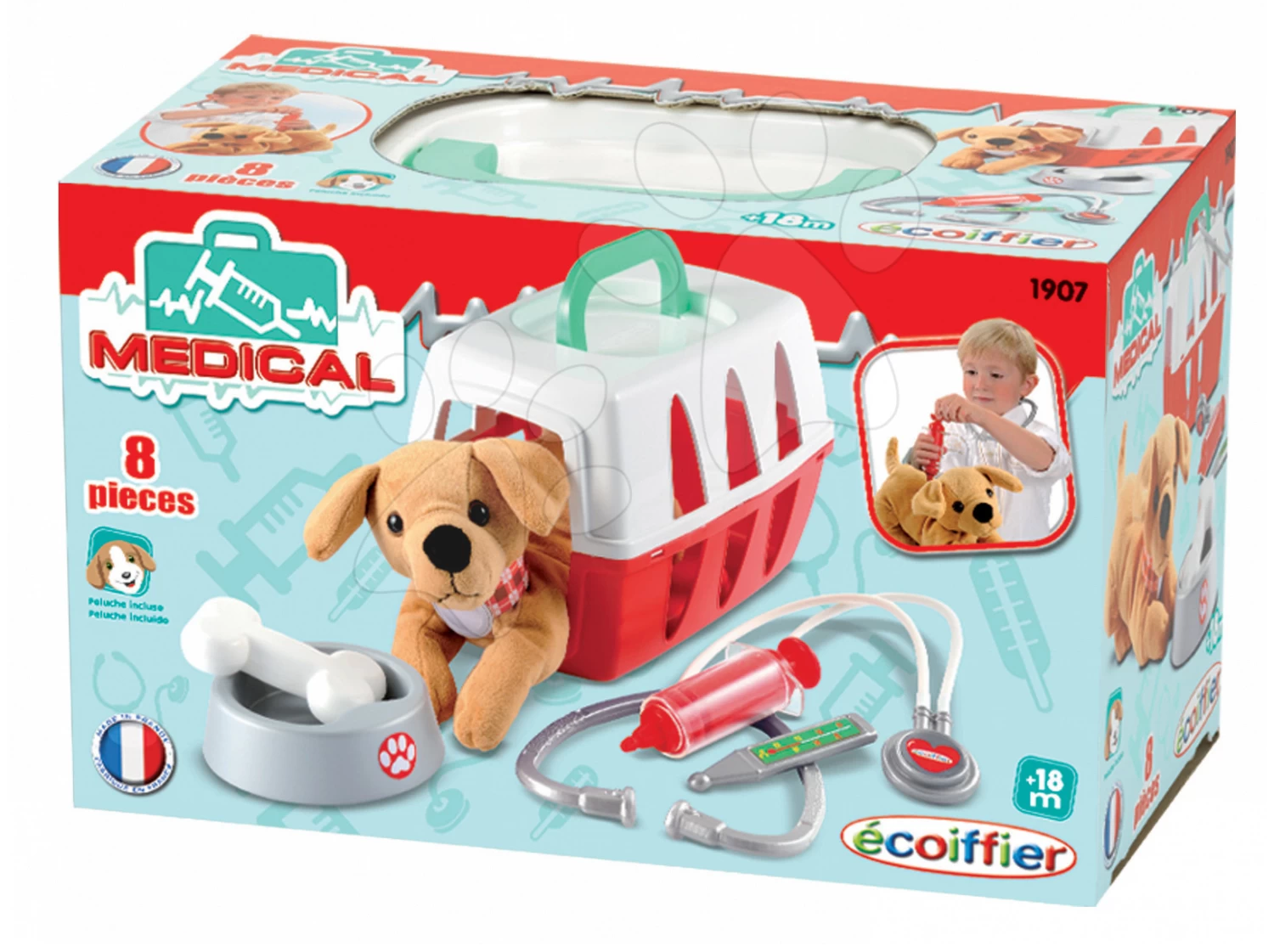 ECOIFFIER Medizinischer Wagen Écoiffier Für Einen Hund Mit Napf Und Medizinischem Zubehör Ab 18 Monaten – Bild 4