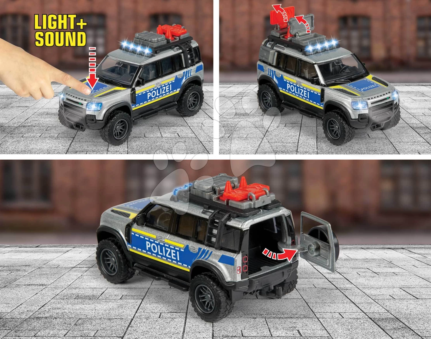 Polizeiauto Land Rover Police Majorette Mit Ton Und Licht Länge 12,5 Cm MJ3712000 – Bild 2