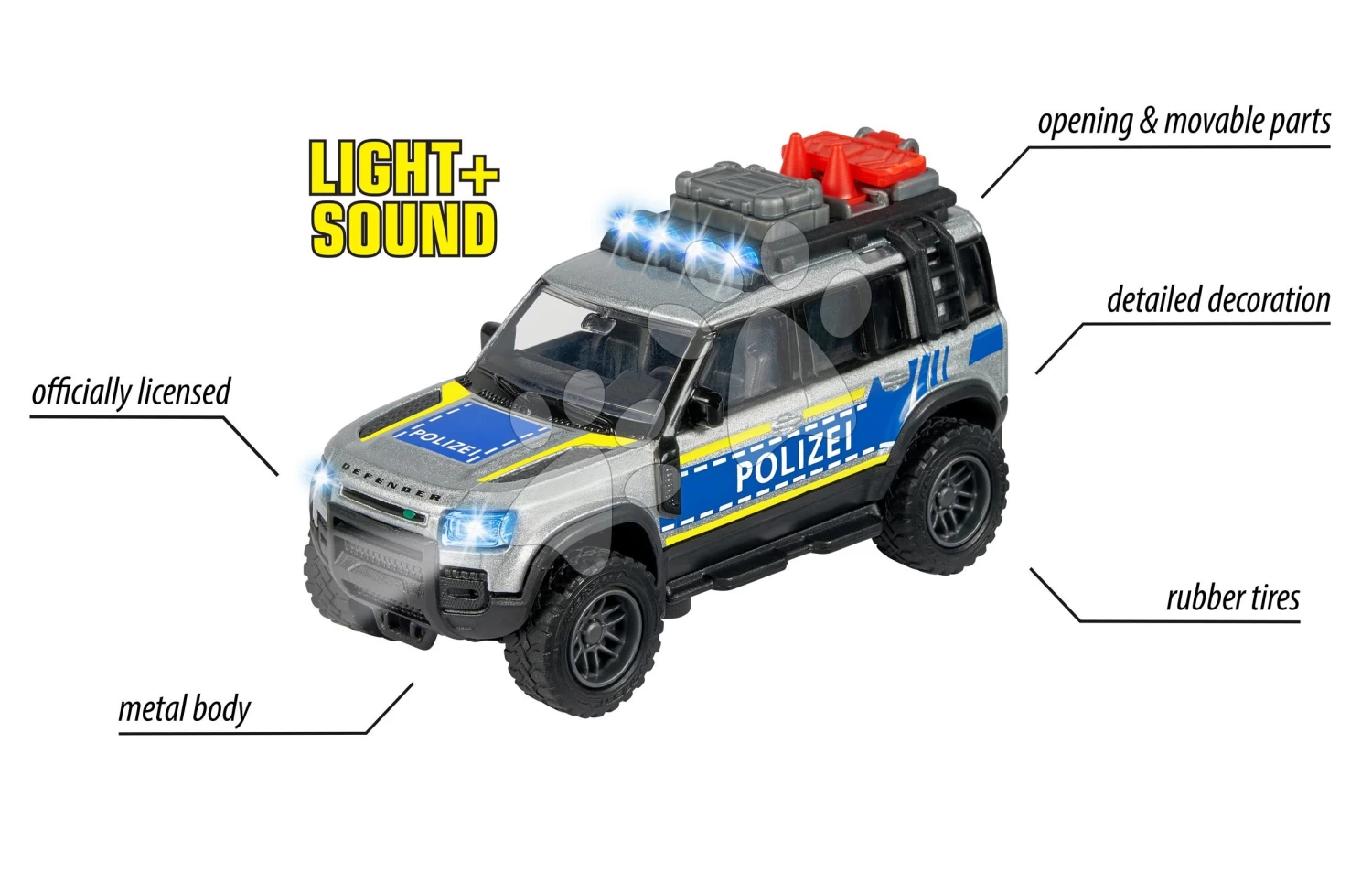 Polizeiauto Land Rover Police Majorette Mit Ton Und Licht Länge 12,5 Cm MJ3712000 – Bild 4