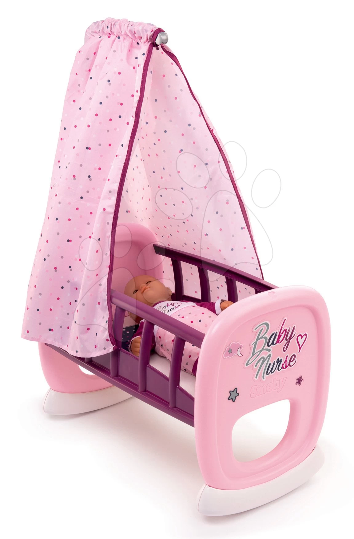 Set Arzttheke Baby Care Center Smoby Mit Wiege Und Esszimmerstuhl Mit Trage – Bild 4