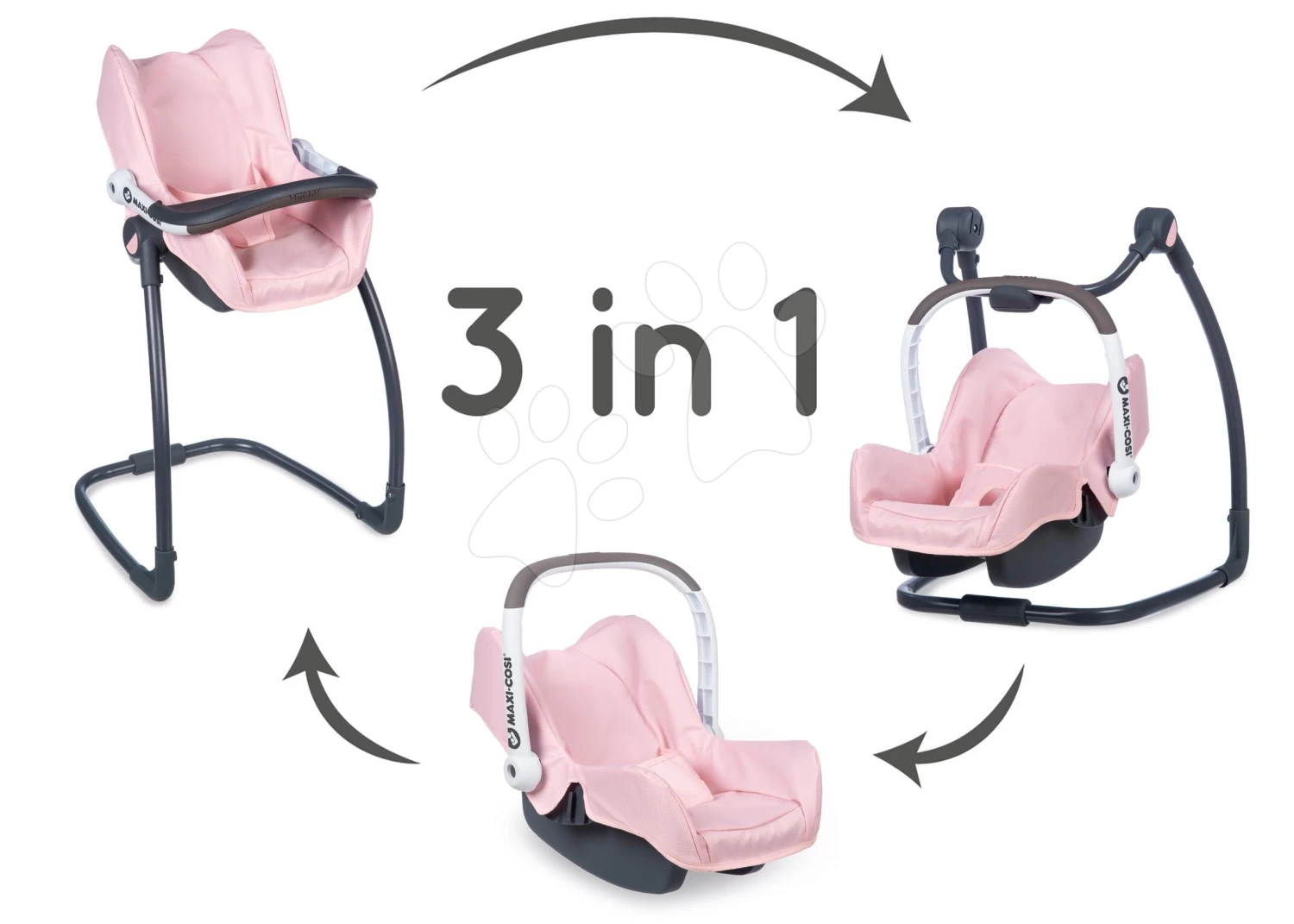 Set Arzttheke Baby Care Center Smoby Mit Kinderwagen, Dreierkombination Und Esszimmerstuhl Mit Schaukel Und Autositz Maxi Cosi â Bild 7