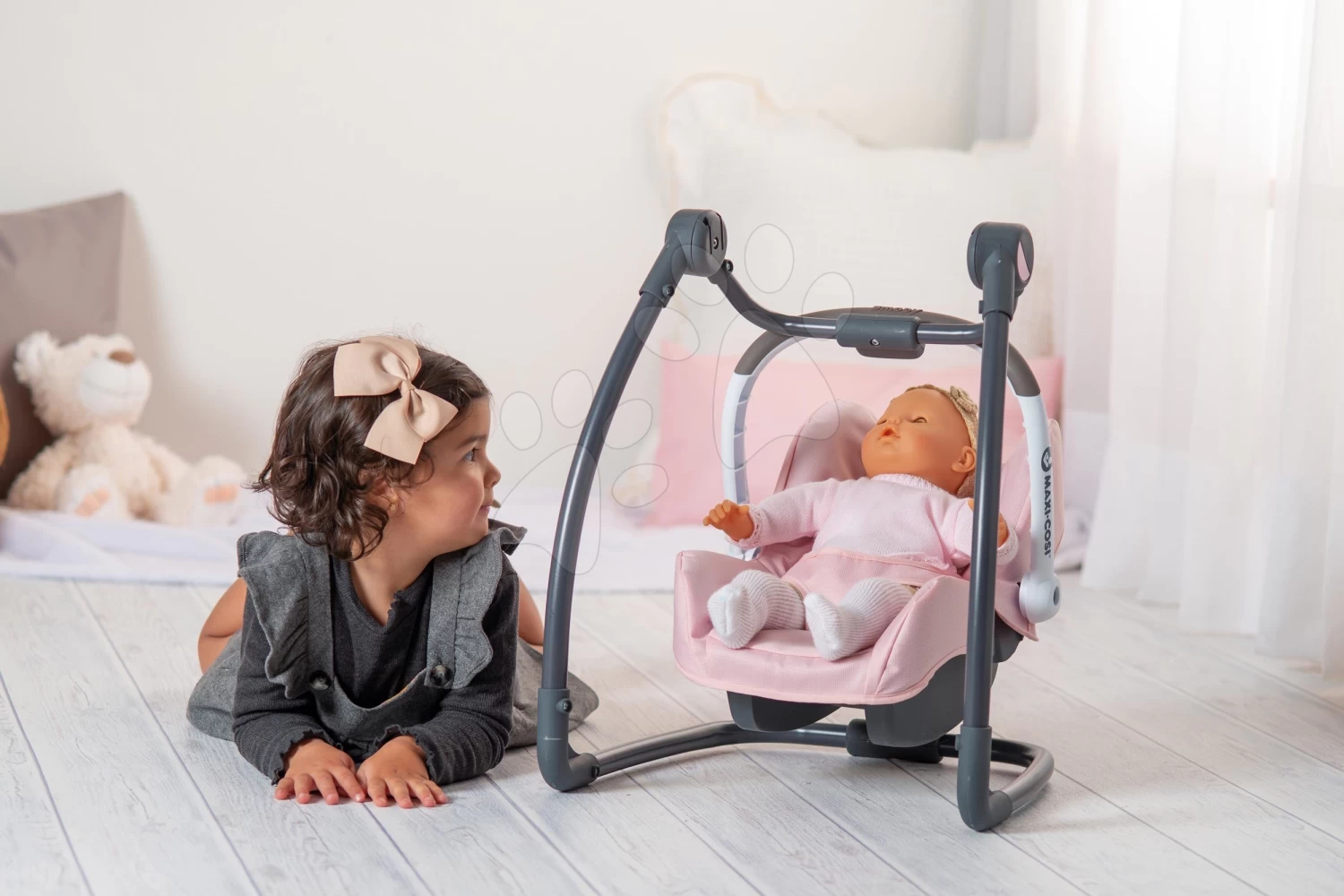 Set Arzttheke Baby Care Center Smoby Mit Kinderwagen, Dreierkombination Und Esszimmerstuhl Mit Schaukel Und Autositz Maxi Cosi â Bild 3