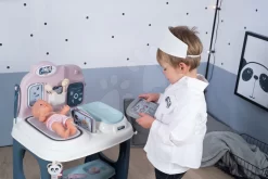 Set Arzttheke Baby Care Center Smoby Mit Kinderwagen, Dreierkombination Und Esszimmerstuhl Mit Schaukel Und Autositz Maxi Cosi