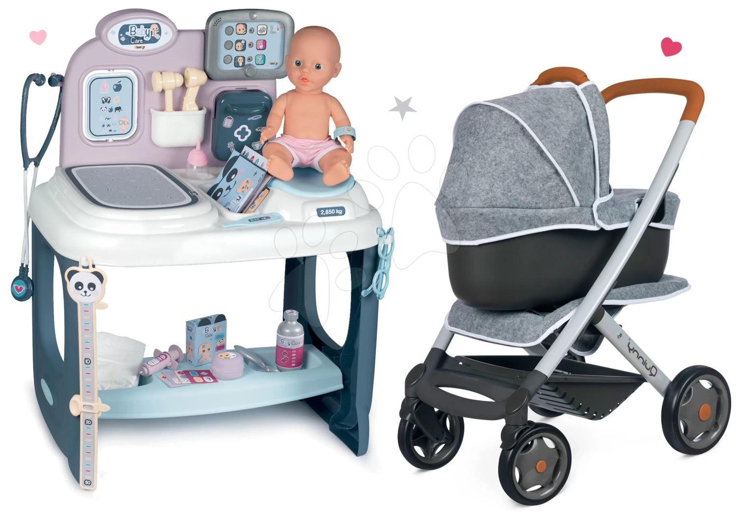 Set Arzttheke Für Doktor Baby Care Center Smoby Mit Einer Kinderwagen-Dreierkombination Tief Und Sportlich DeLuxe Maxi Cosi Grey – Bild 9