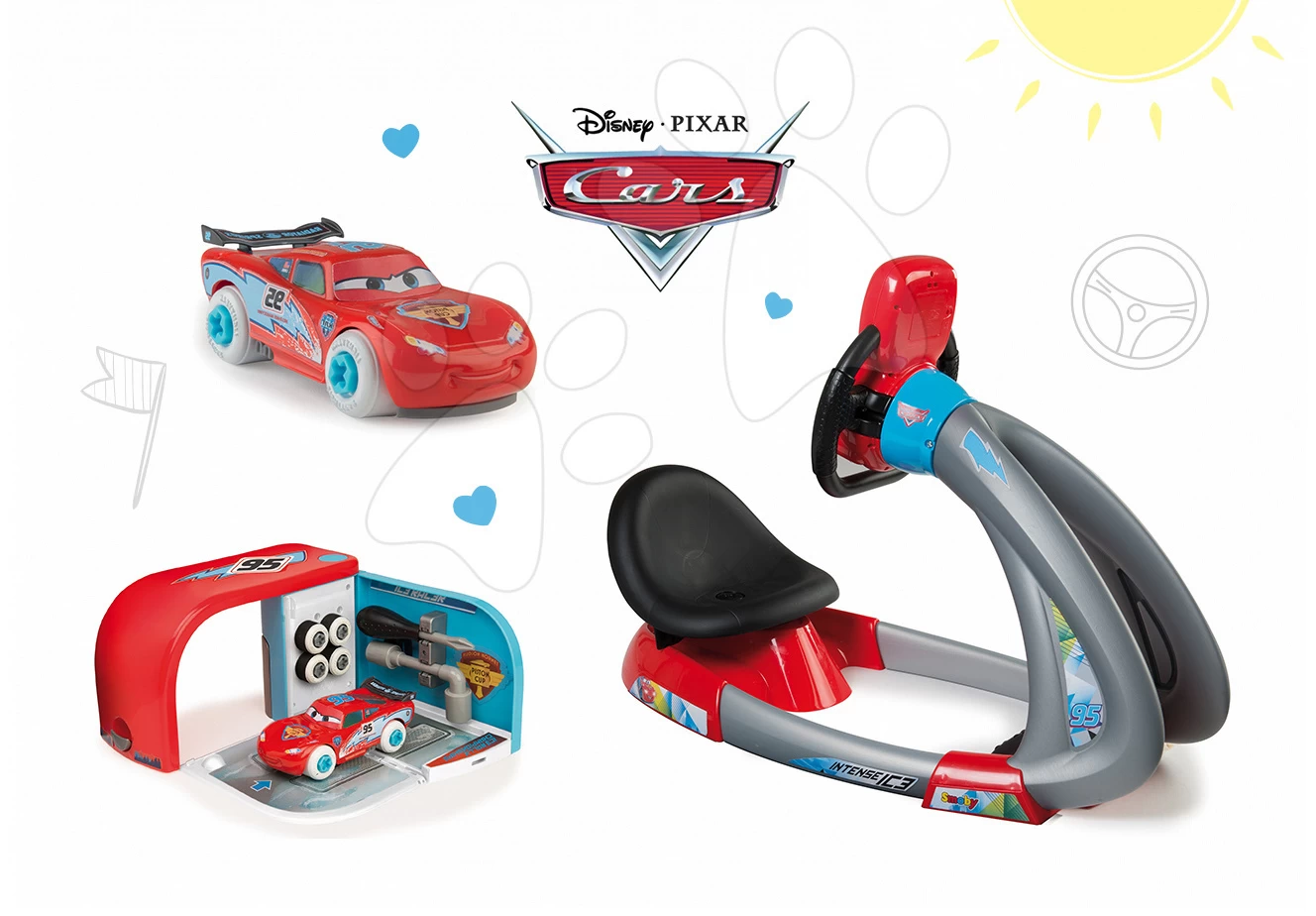 Set Simulator V8 Driver Smoby Elektronisch, Mit Ton Und Licht Und Autoservice Mit Werkzeug Und Auto McQueen – Bild 12