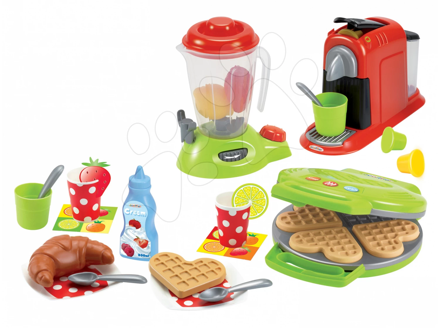 Rutscher-Set Scooter Pink Smoby Mit Gummirädern Und Waffeleisen Mit Mixer, Kaffeemaschine Und Waffeln Mit 28 Zubehörteilen Ab 18 Mon – Bild 5