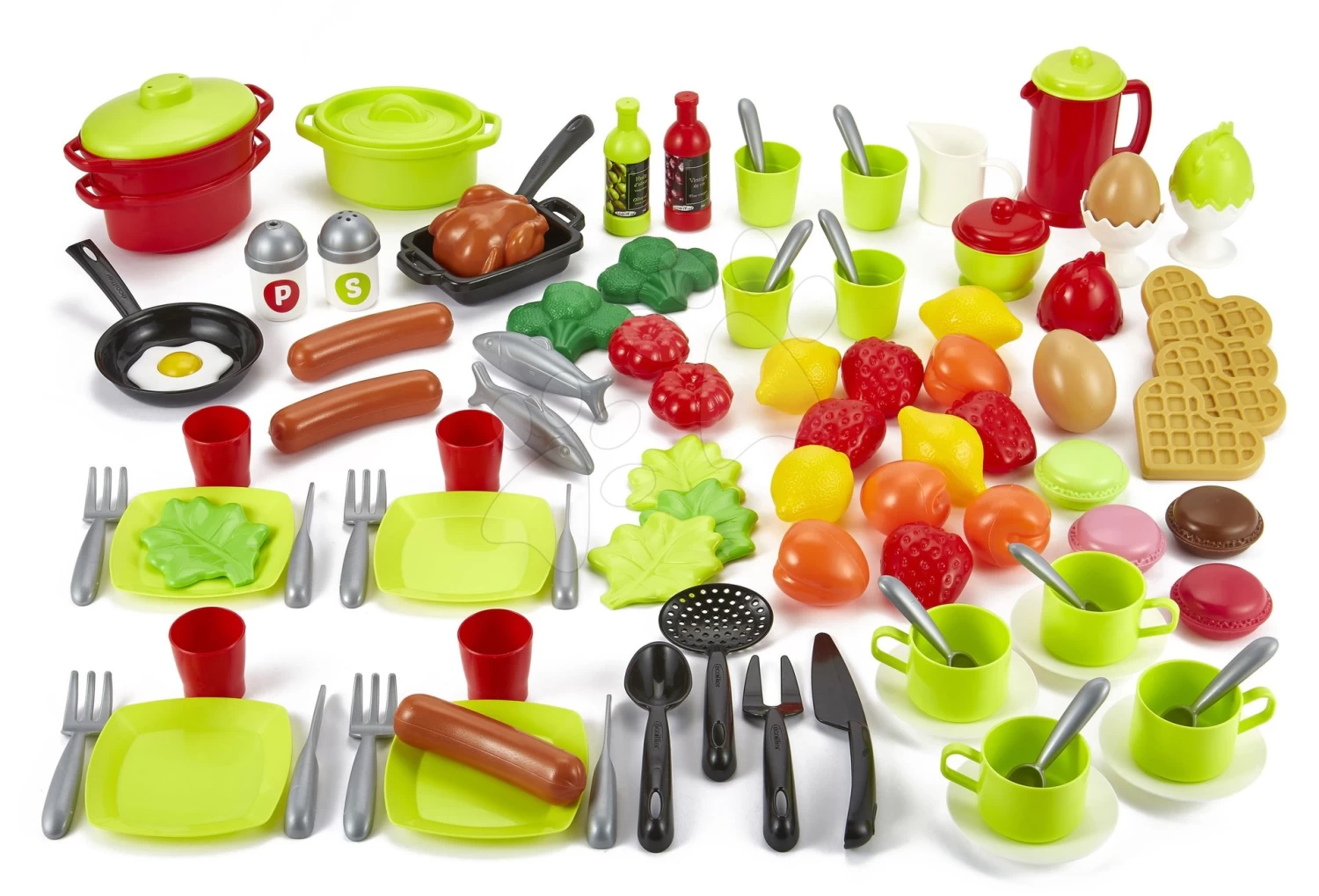 Set Bäckerei Mit Kuchen Baguette & Croissant Bakery Smoby Mit Elektronischer Registrierkasse Und 100-teiligem Obst- Und Gemüseset Mit Geschirr – Bild 4