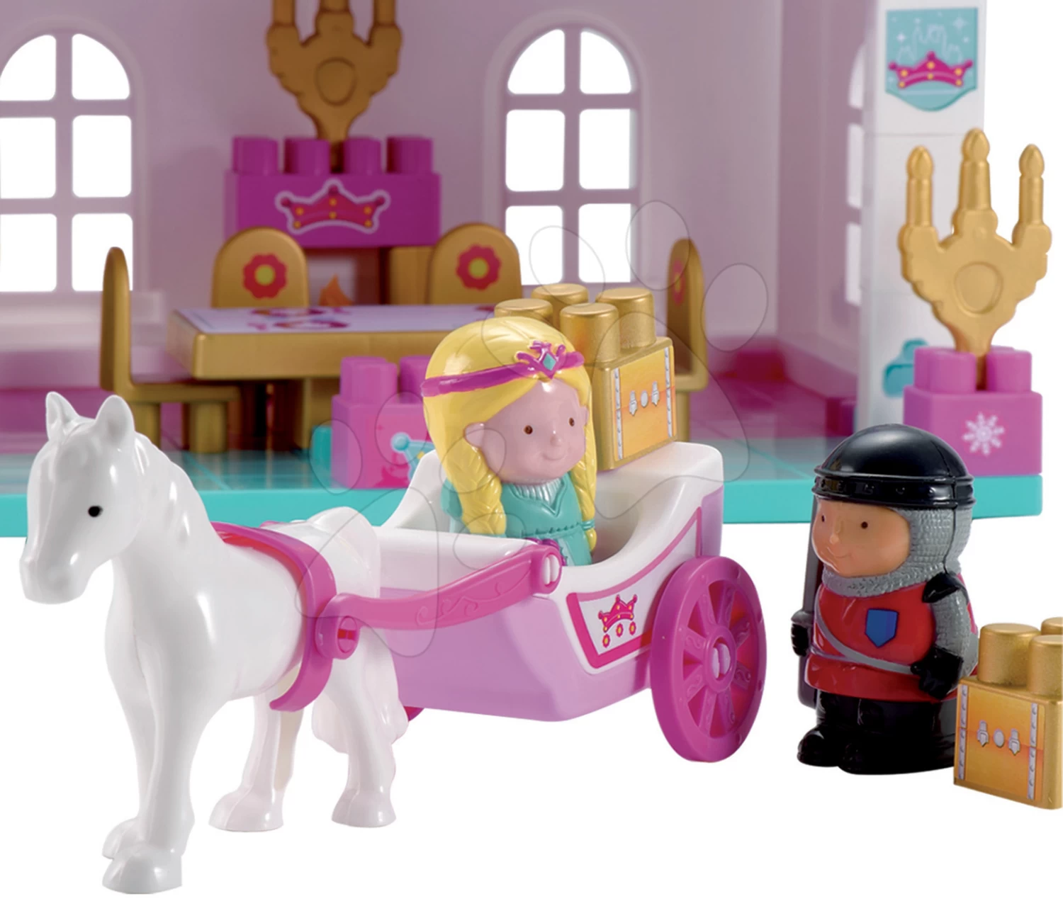 Rutscher-Set Scooter Rosa Smoby Mit Gummirädern Und Bausatz Schloss Für Prinzessin Mit Kutsche Und Prinzessin Ab 18 Monaten – Bild 7