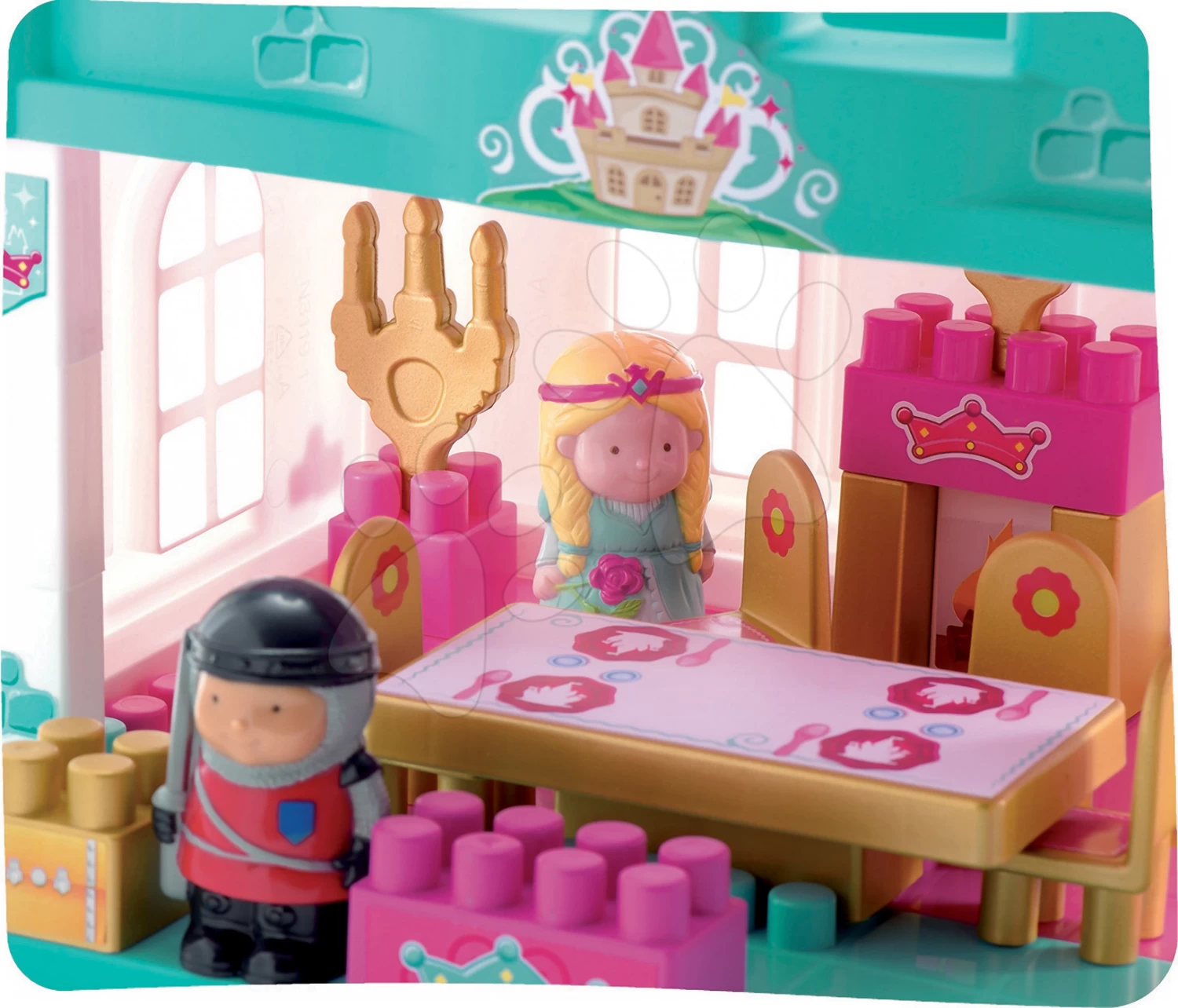 Rutscher-Set Scooter Rosa Smoby Mit Gummirädern Und Bausatz Schloss Für Prinzessin Mit Kutsche Und Prinzessin Ab 18 Monaten – Bild 6