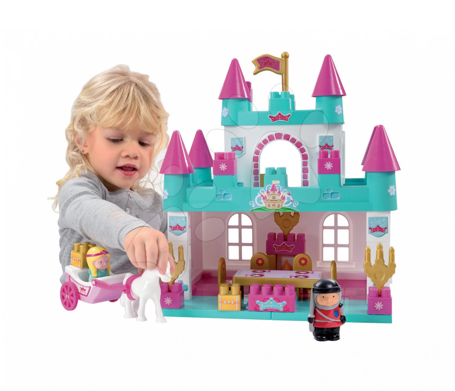 Rutscher-Set Scooter Rosa Smoby Mit Gummirädern Und Bausatz Schloss Für Prinzessin Mit Kutsche Und Prinzessin Ab 18 Monaten – Bild 8