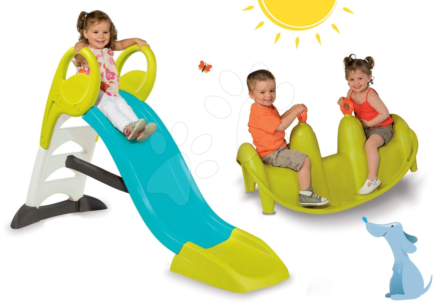 Set Rutsche Toboggan KS Smoby Länge 150 Cm Und Doppelseitiger Schaukelhund Ab 24 Monaten – Bild 14