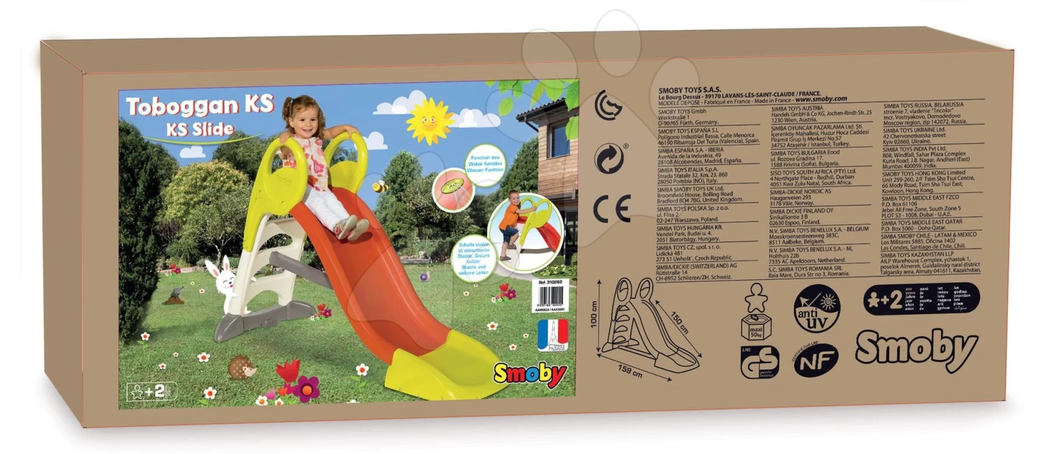 Set 2 Mittlere Rutschen, Toboggan Stück Smoby 150 Cm Mit Springbrunnen Rot Und Türkis Ab 2 Jahren – Bild 18