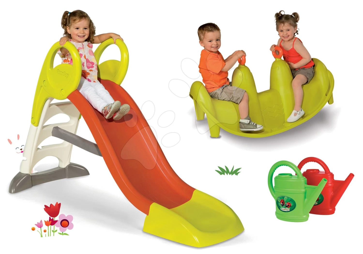 Set Rutsche Toboggan KS Smoby Mit Länge Von 150 Cm Und Schaukel-Kater Und Giesskanne Ab 24 Monaten – Bild 15