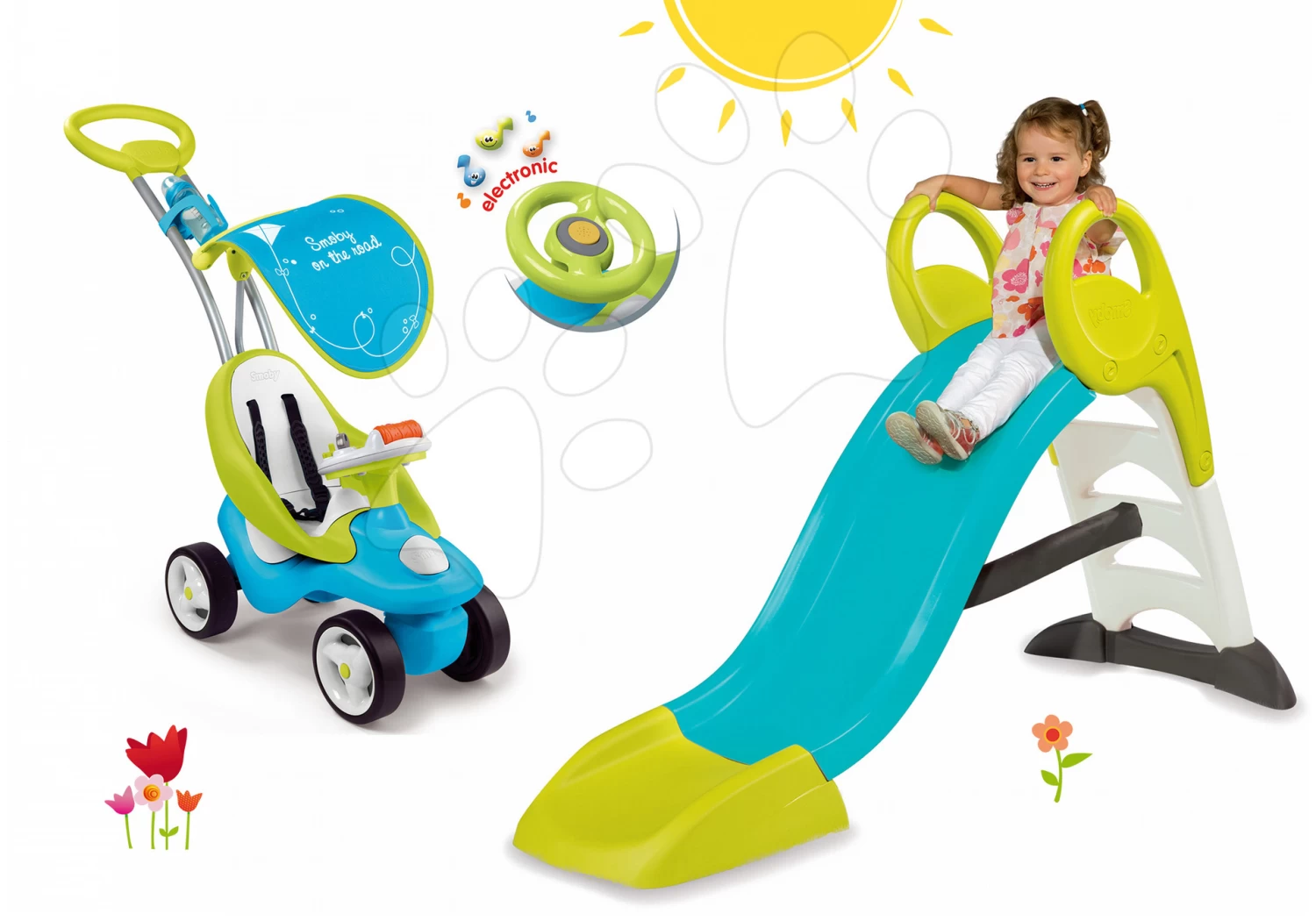 Rutschenset Toboggan KS Mit Der Länge Von 150 Cm Smoby Und Motorrad-Rutscher Mit Reflektor Scooter Blue – Bild 16