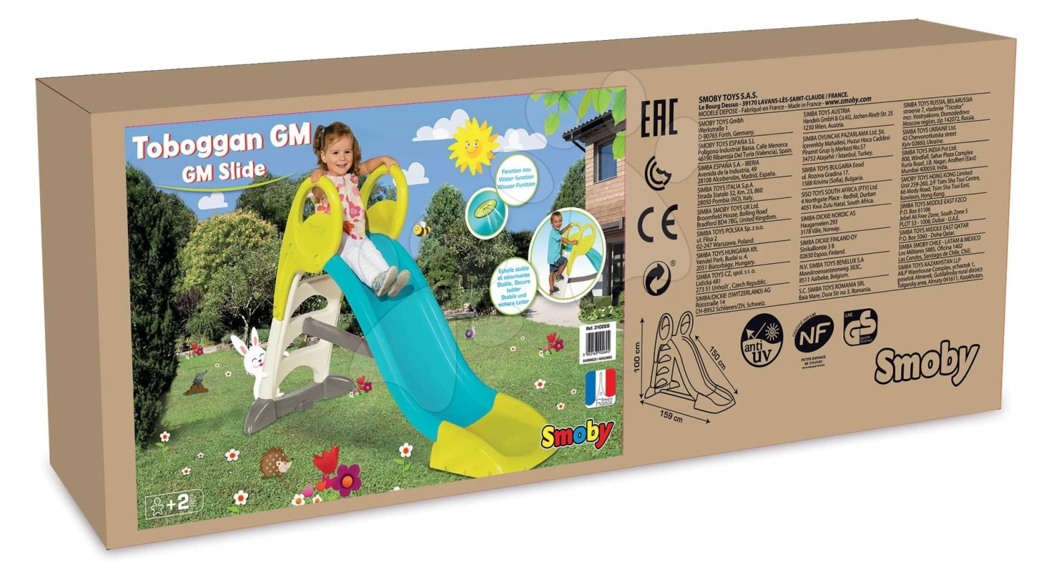 Set 2 Mittlere Rutschen, Toboggan Stück Smoby 150 Cm Mit Springbrunnen Rot Und Türkis Ab 2 Jahren – Bild 19