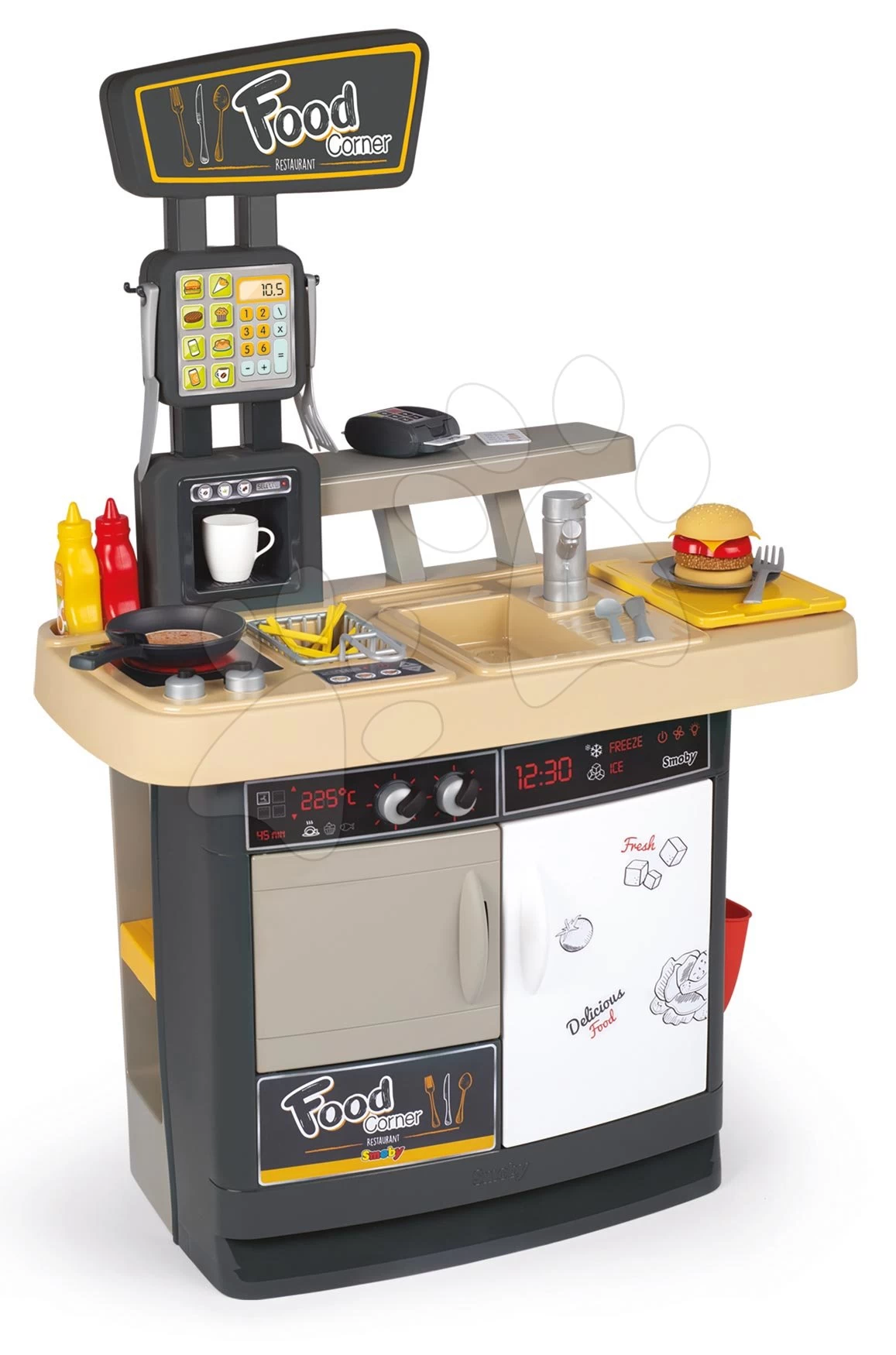 Set-Shop Obst-Gemüse Bio-Frischmarkt Smoby Mit Spielküche Food Corner Restaurant Mit Hamburger – Bild 4