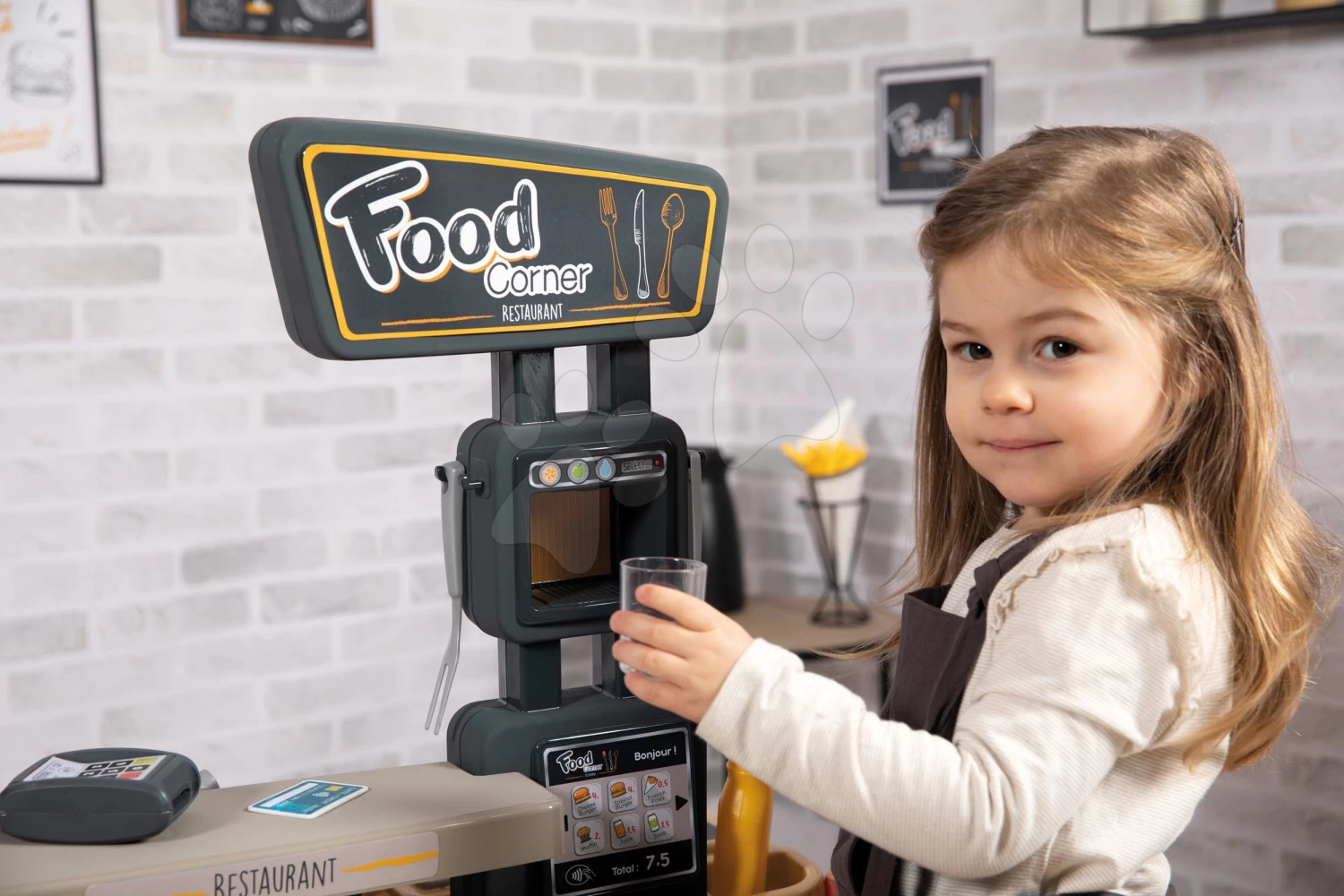 Set-Shop Obst-Gemüse Bio-Frischmarkt Smoby Mit Spielküche Food Corner Restaurant Mit Hamburger – Bild 5