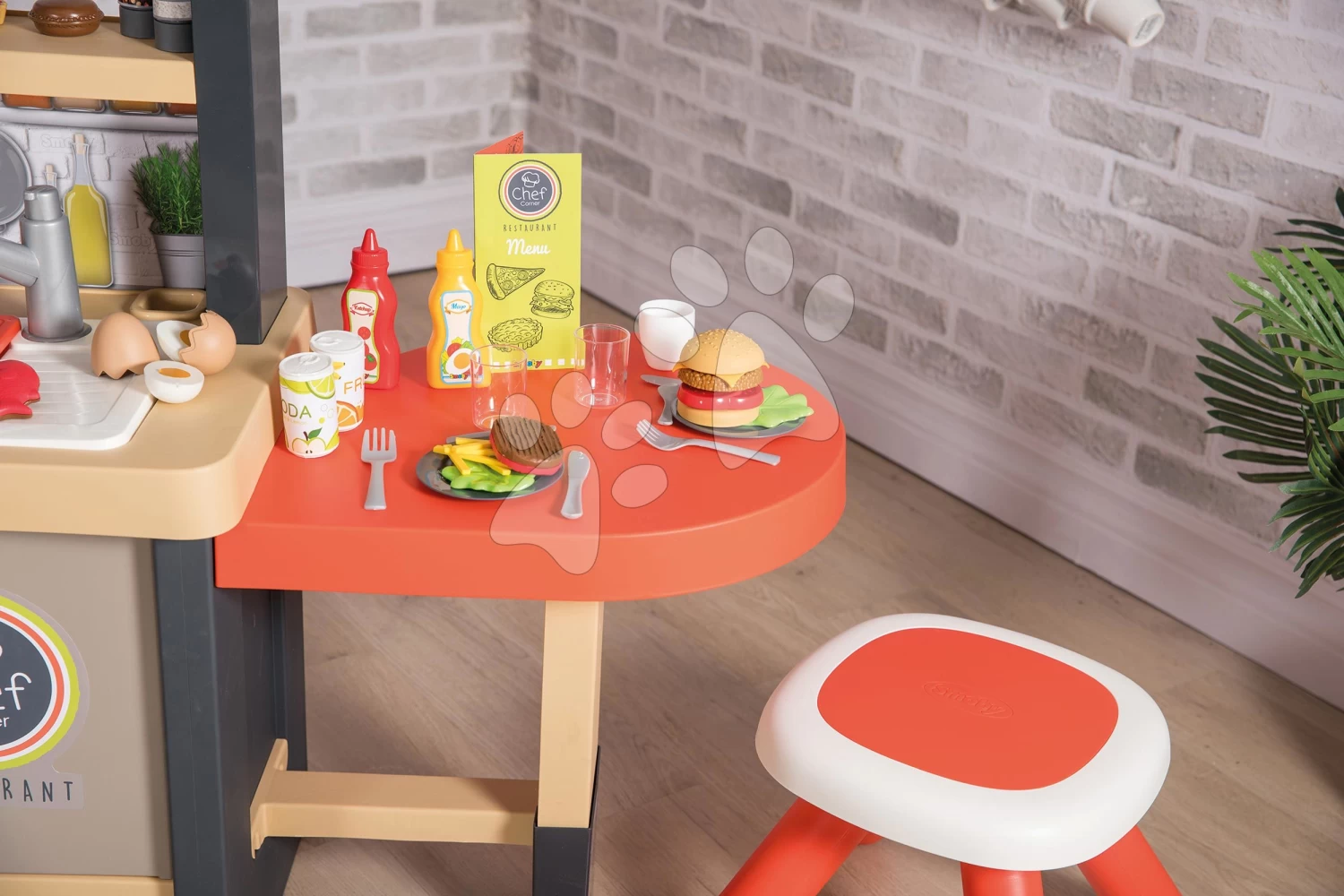 Set-Barbershop, Dreiflügelig Barber Cut&Barber Shop Smoby Und Eine Elektronische Küche Mit Fließendem Wasser Und Essen Mit Geschirr SM320243-18 – Bild 10