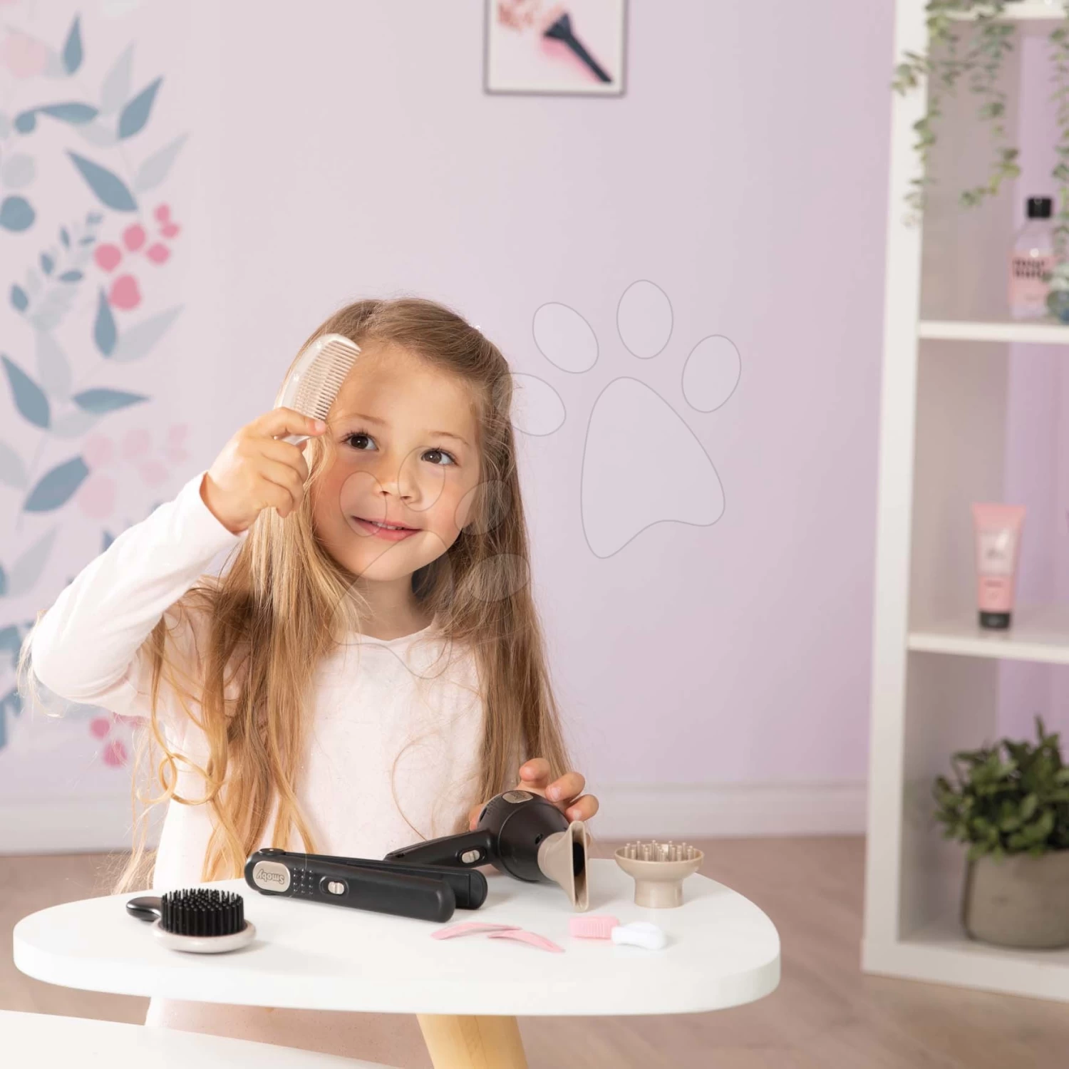 Friseurin Mit Elektronischem Haartrockner My Beauty Hair Set Smoby Mit Lockenstab, Kammbürste Und Haarschmucks 14*5*13 Cm SM320144