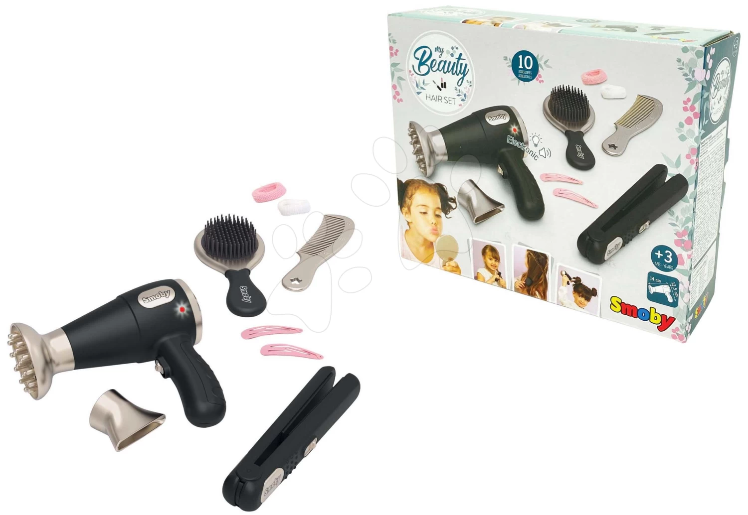 Friseurin Mit Elektronischem Haartrockner My Beauty Hair Set Smoby Mit Lockenstab, Kammbürste Und Haarschmucks 14*5*13 Cm SM320144 – Bild 5