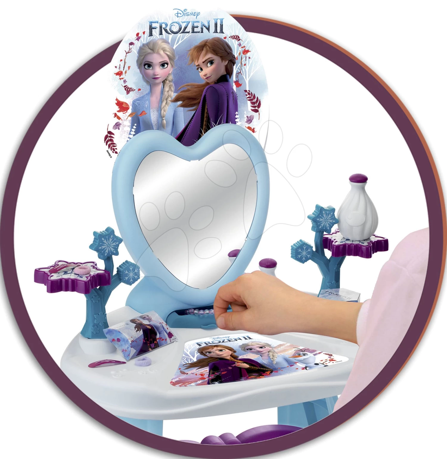 Kosmetiktisch Mit Stuhl Frozen Smoby Mit Herzspiegel Und 10 Zubehörteilen – Bild 4